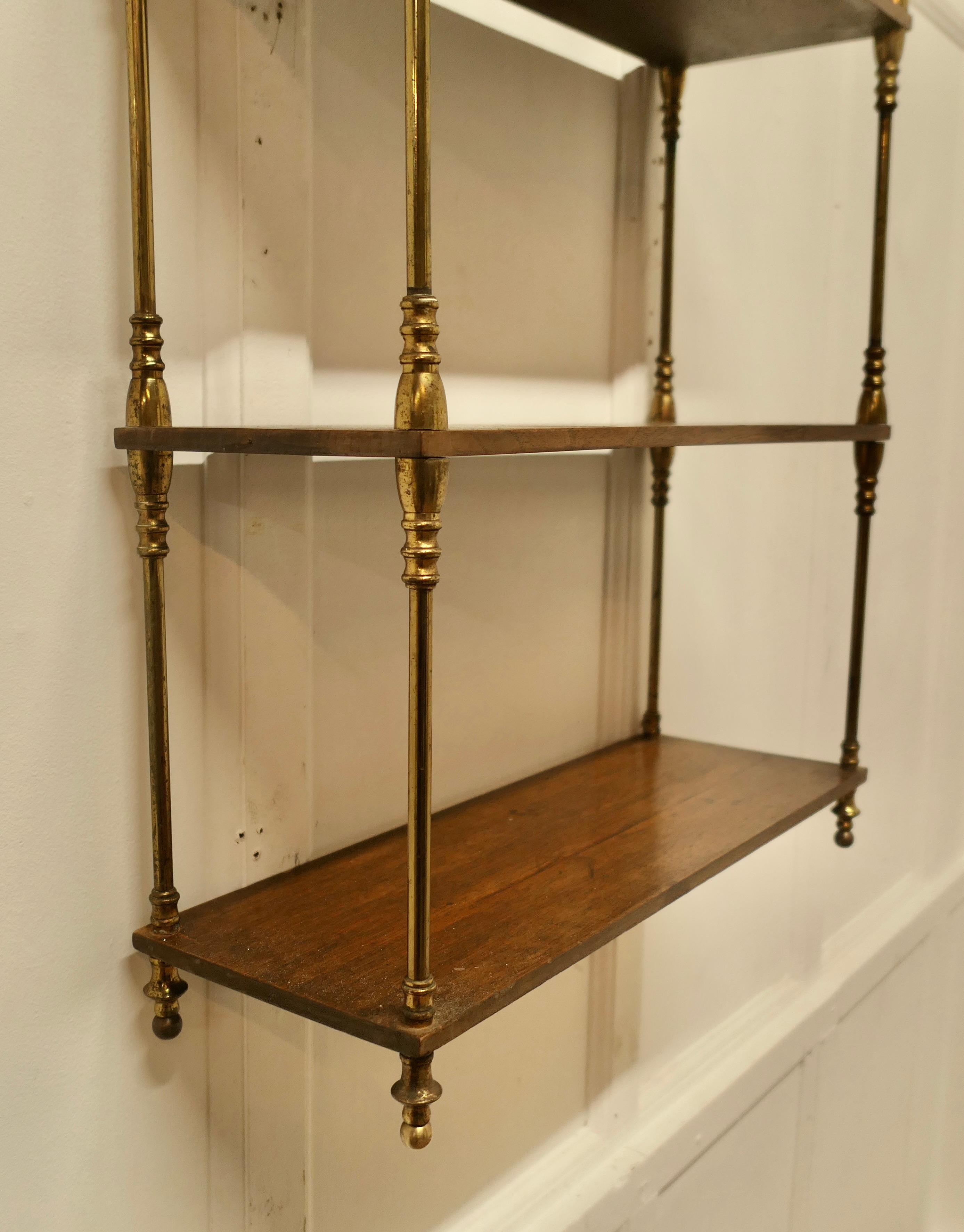 Early 20th Century French Walnut and Brass Open Shelf  Unit