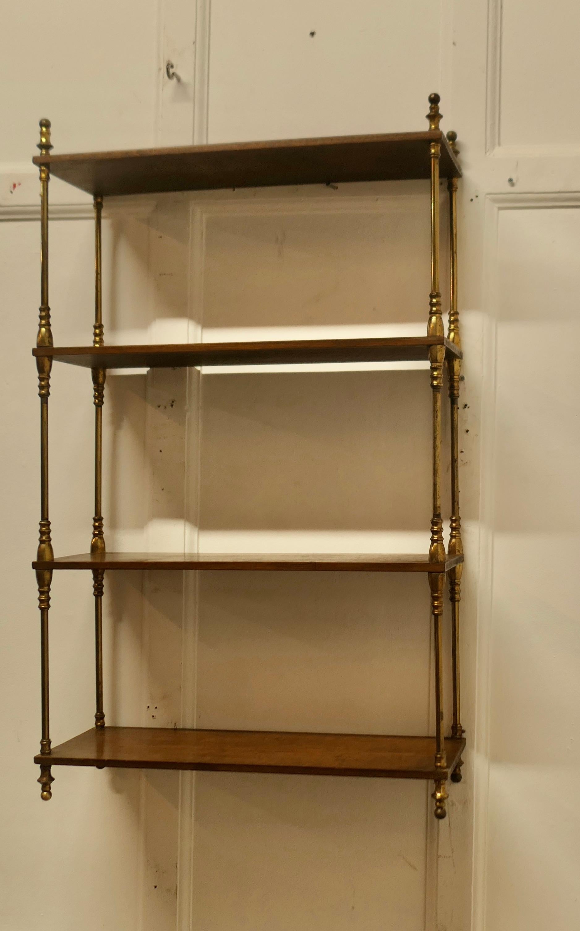 French Walnut and Brass Open Shelf  Unit 1