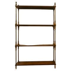 French Walnut and Brass Open Shelf Unit