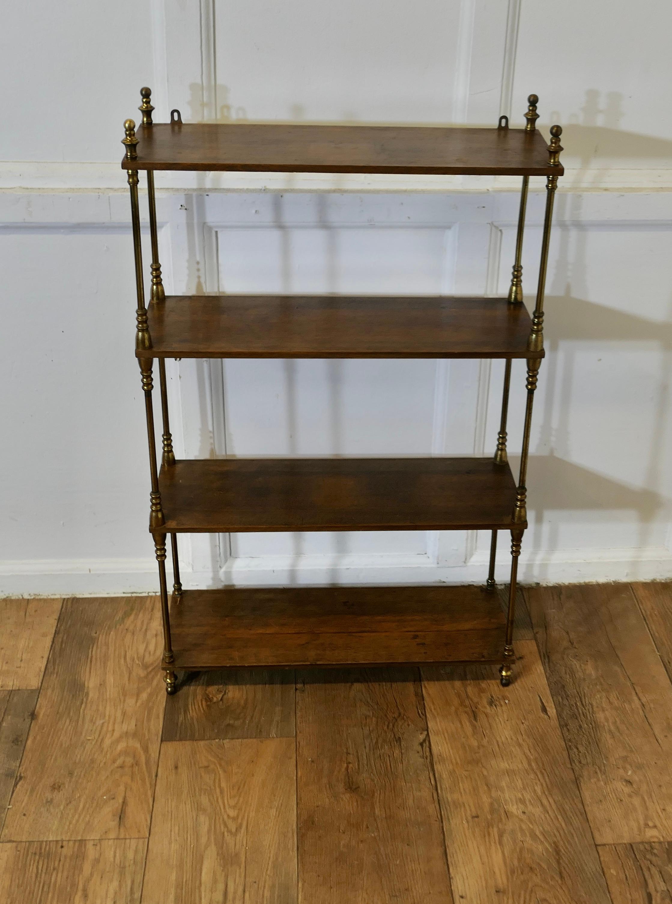 French Provincial French Walnut and Brass Open Shelf  Unit  The shelf or étagère is free standing