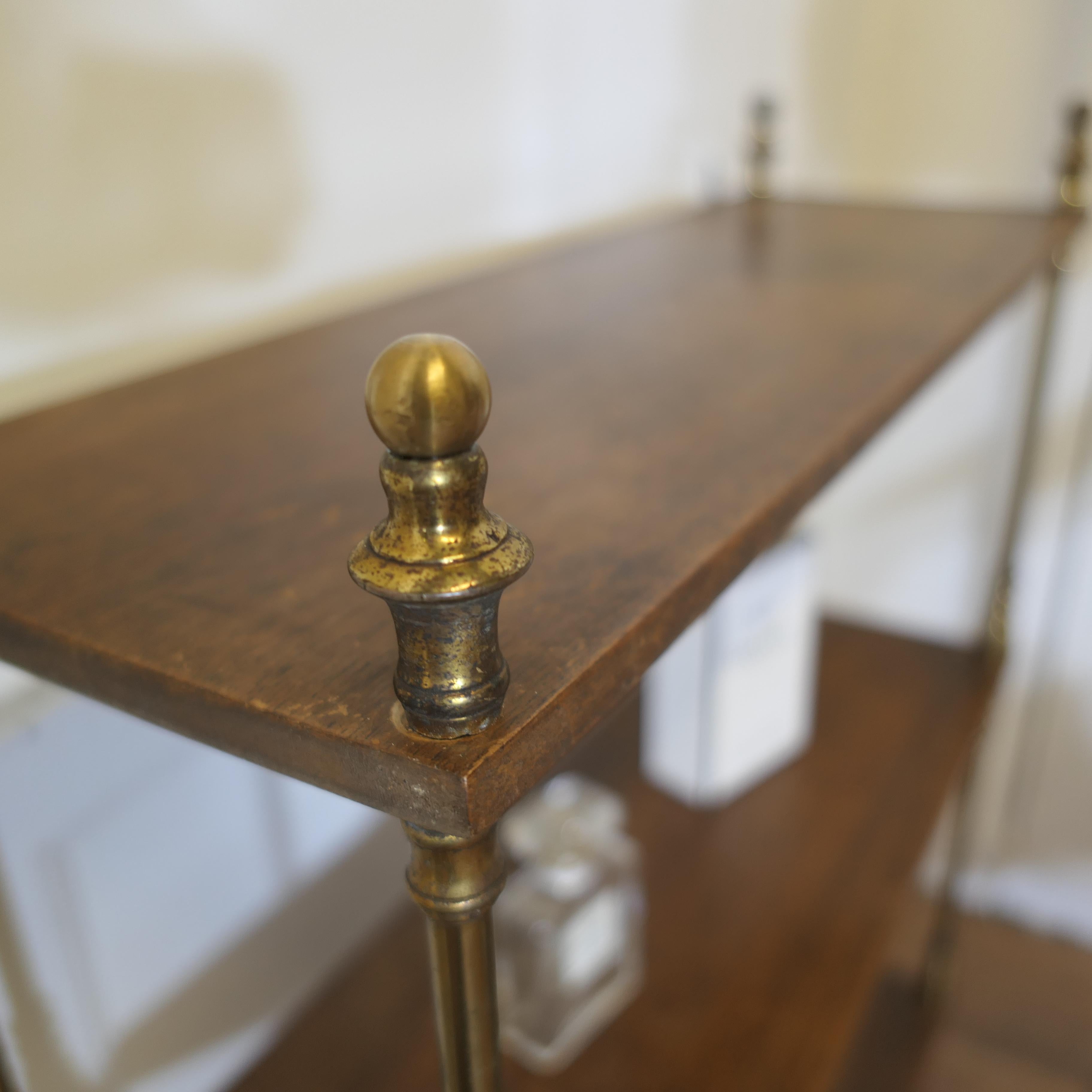French Walnut and Brass Open Shelf  Unit  The shelf or étagère is free standing 1