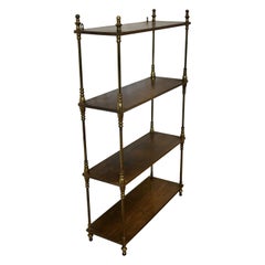 French Walnut and Brass Open Shelf  Unit  The shelf or étagère is free standing