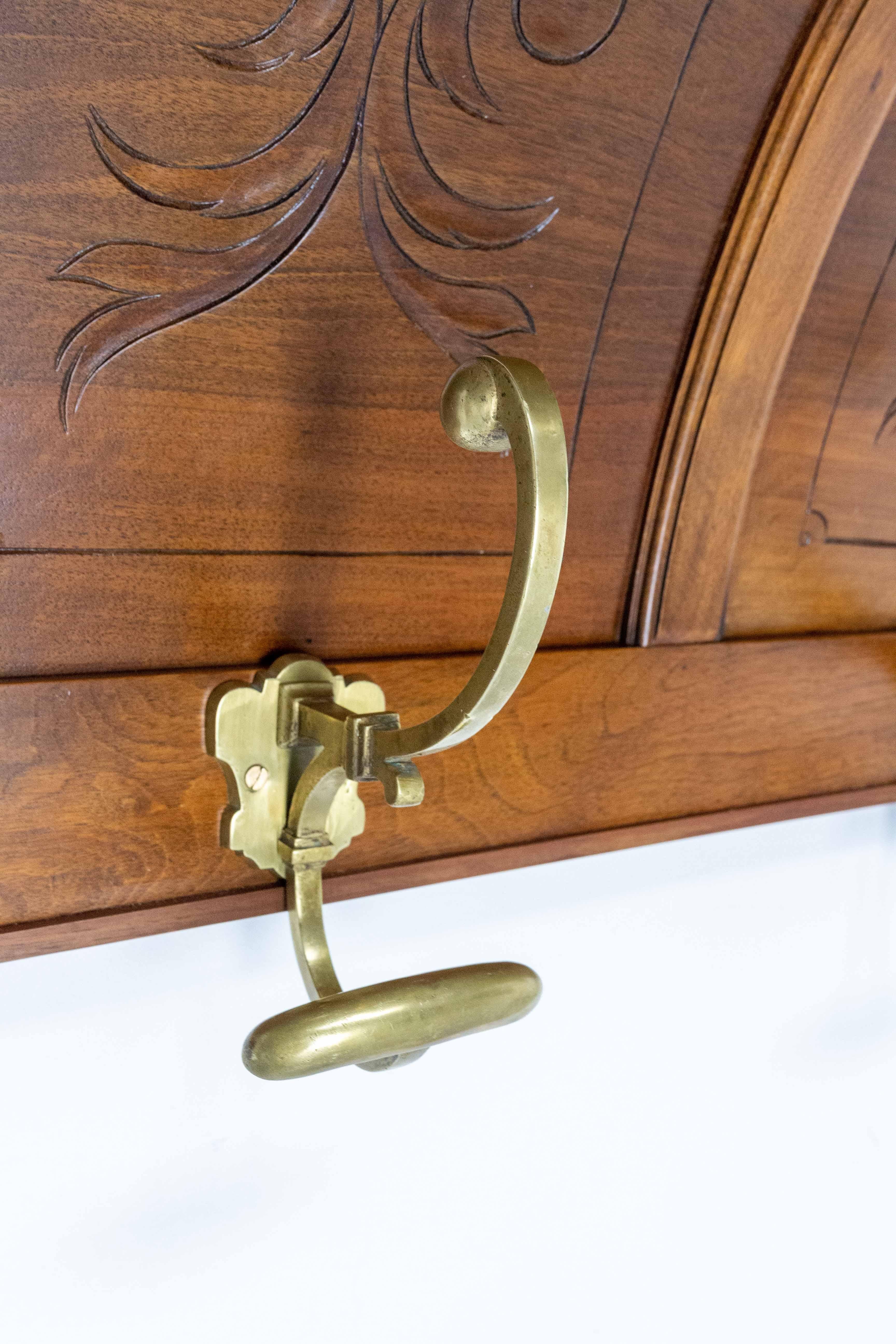 French Walnut and Bronze Coat & Hat Rack Louis XIII Style, French, circa 1900 For Sale 1