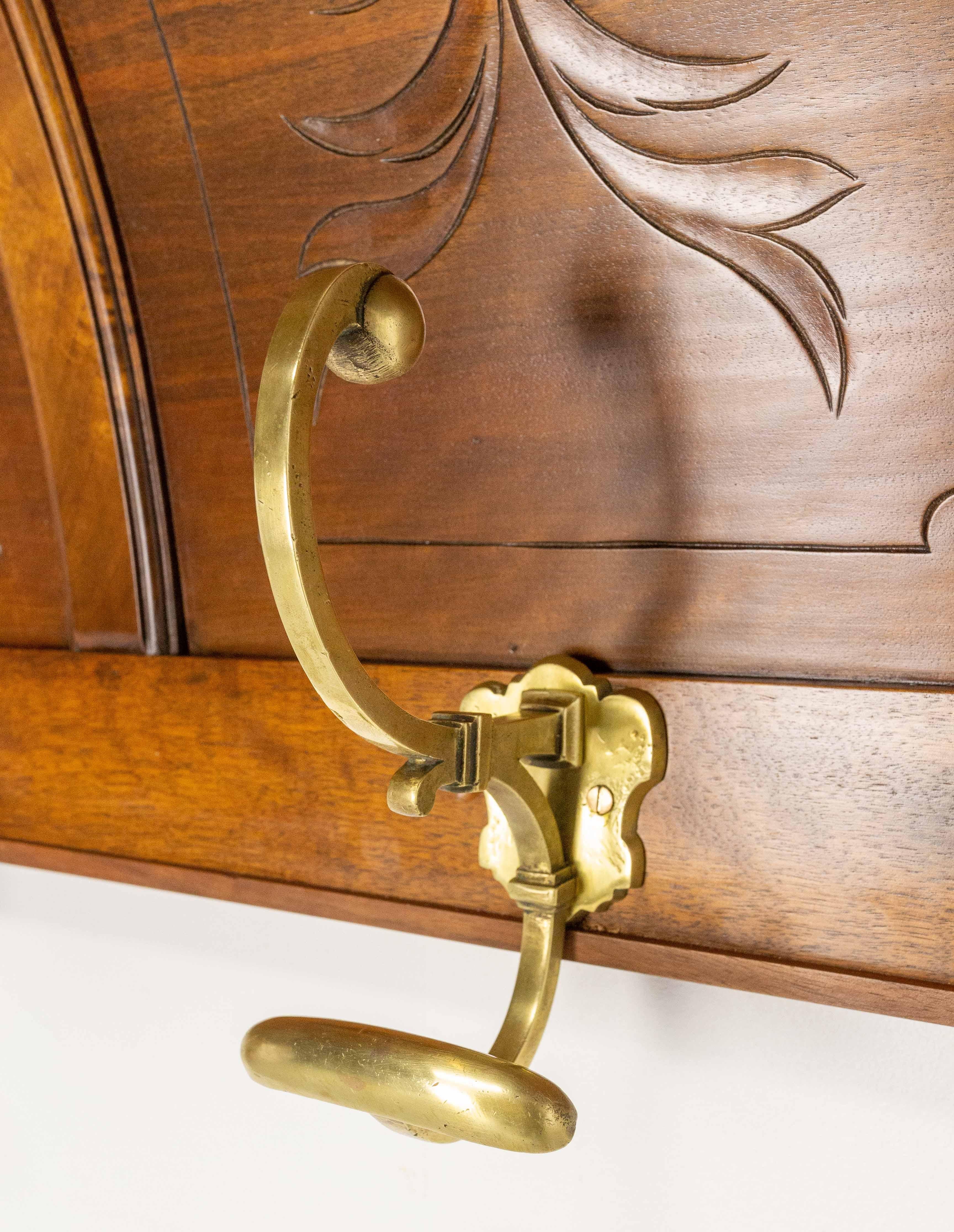 French Walnut and Bronze Coat & Hat Rack Louis XIII Style, French, circa 1900 For Sale 2