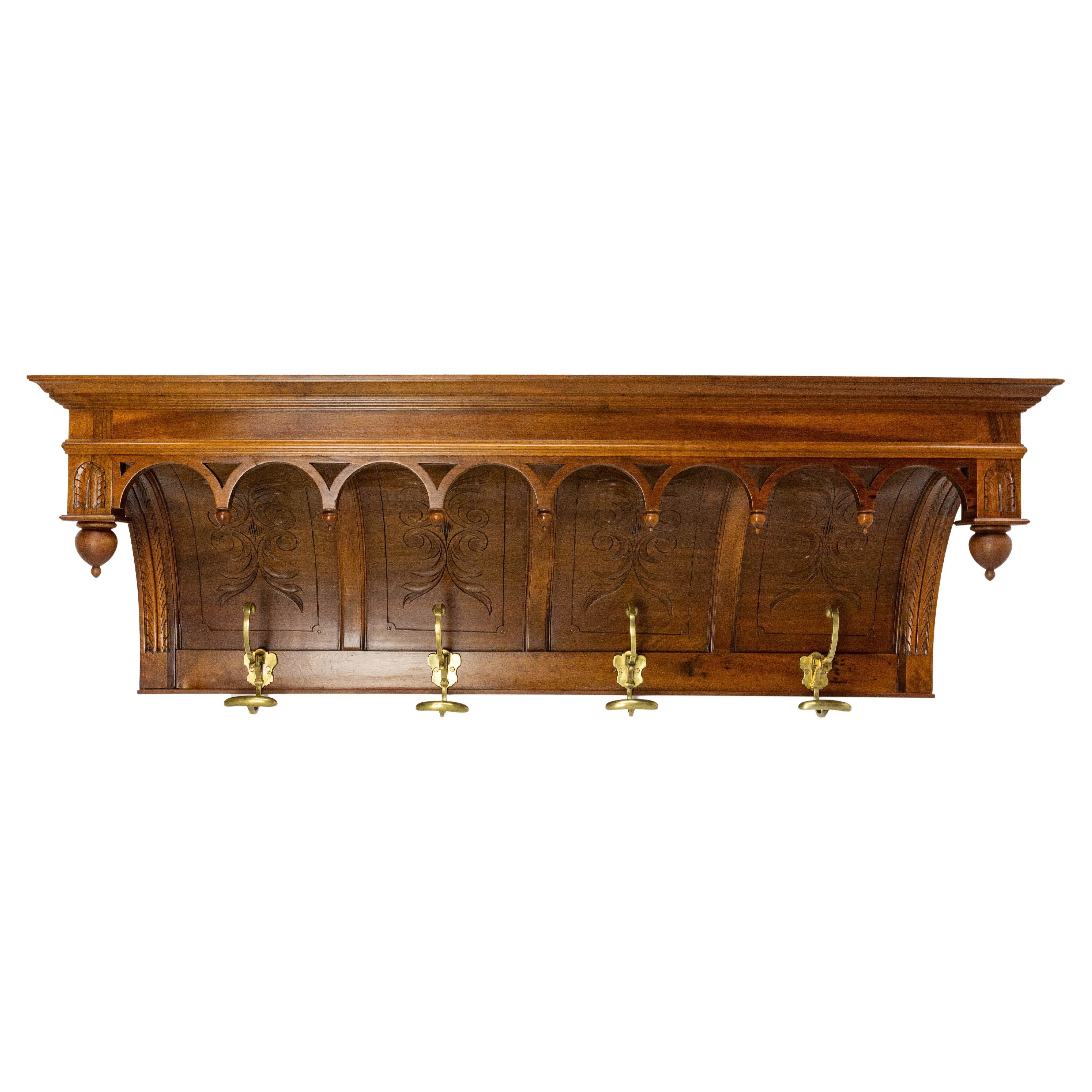French Walnut and Bronze Coat & Hat Rack Louis XIII Style, French, circa 1900 For Sale