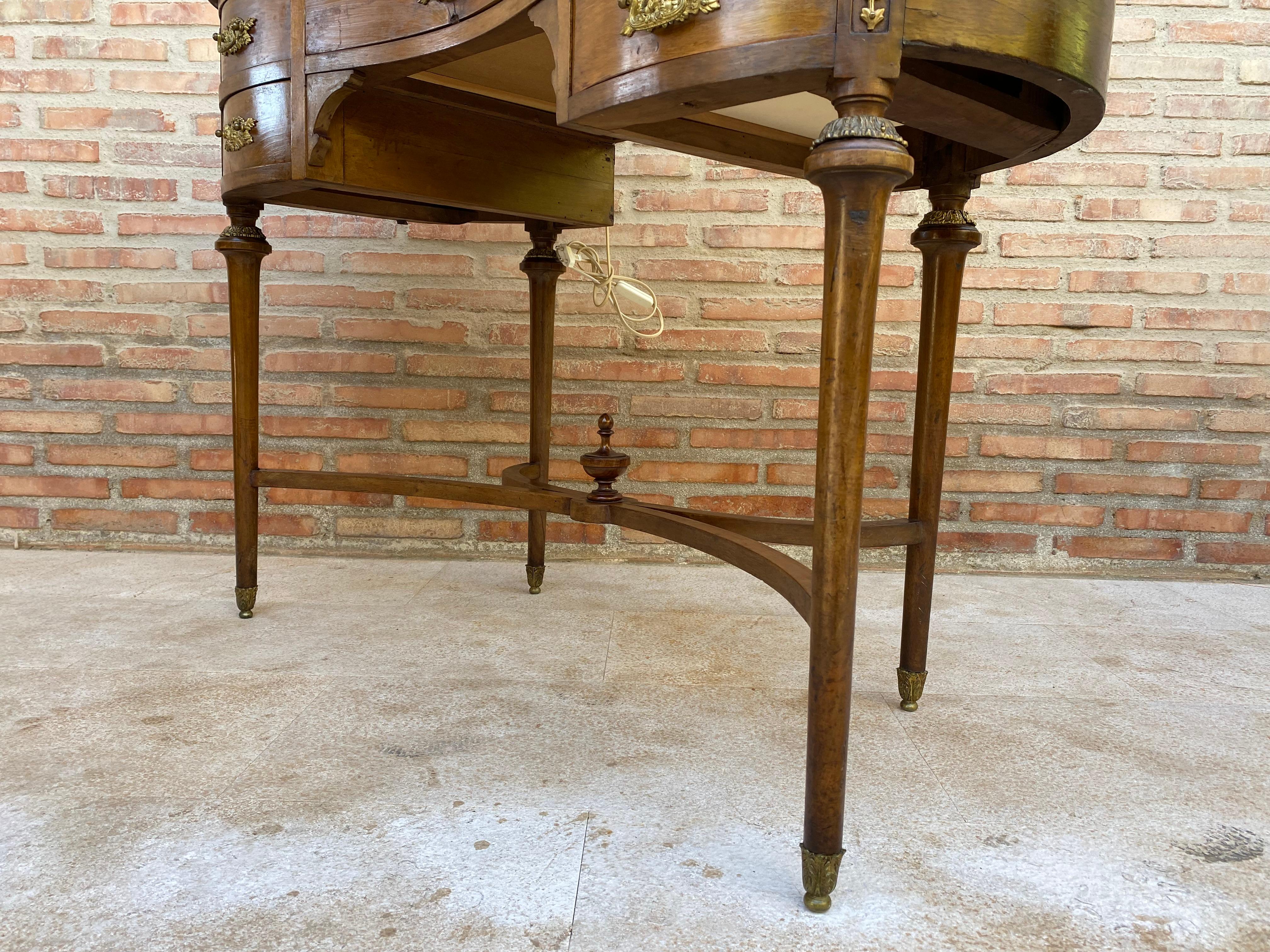 French Walnut and Bronze Vanity with Candelabra Arms For Sale 3