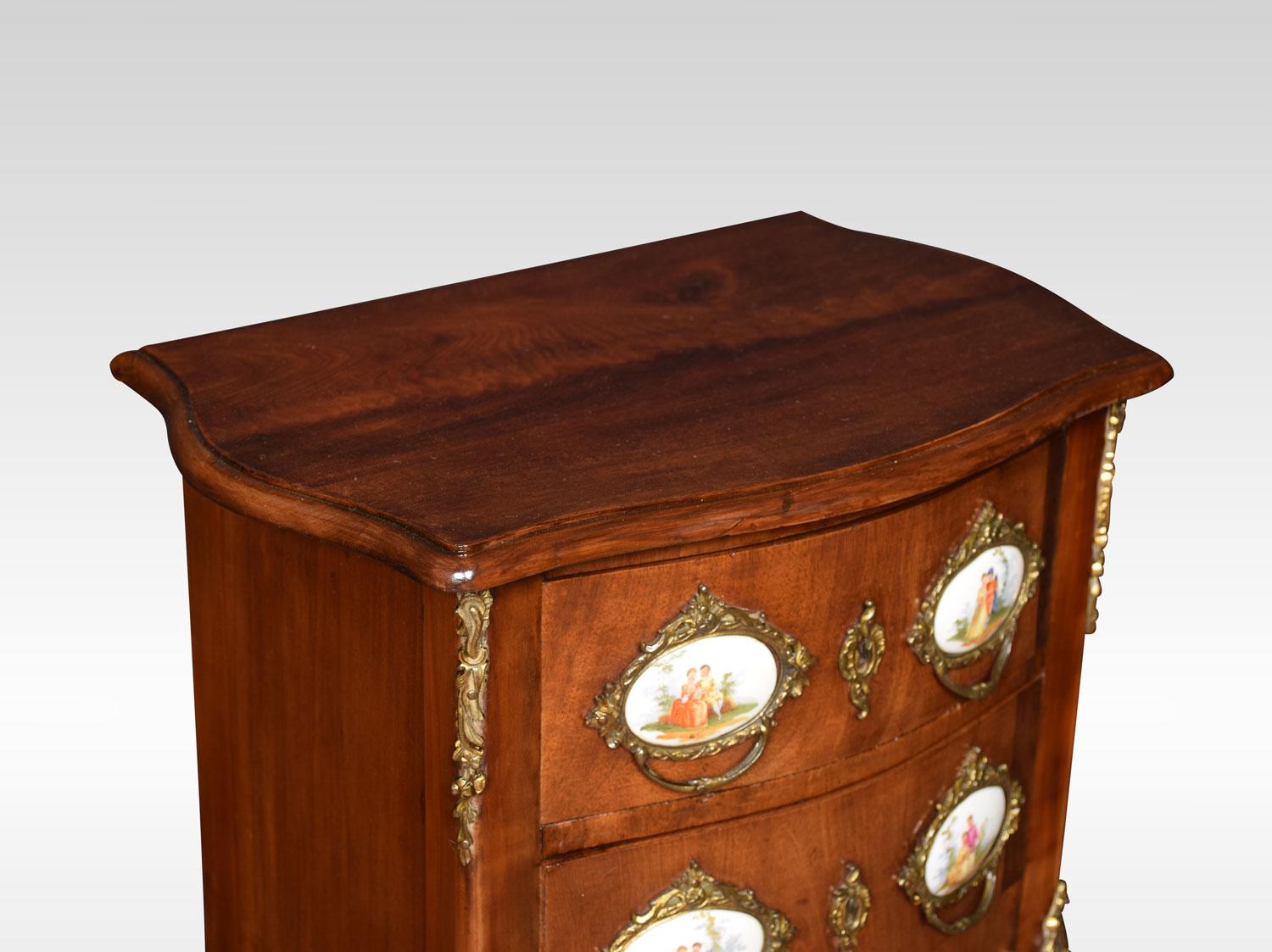 20th Century French Walnut and Gilt Metal Chest of Drawers