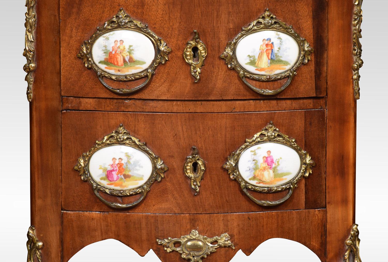 French Walnut and Gilt Metal Chest of Drawers 1