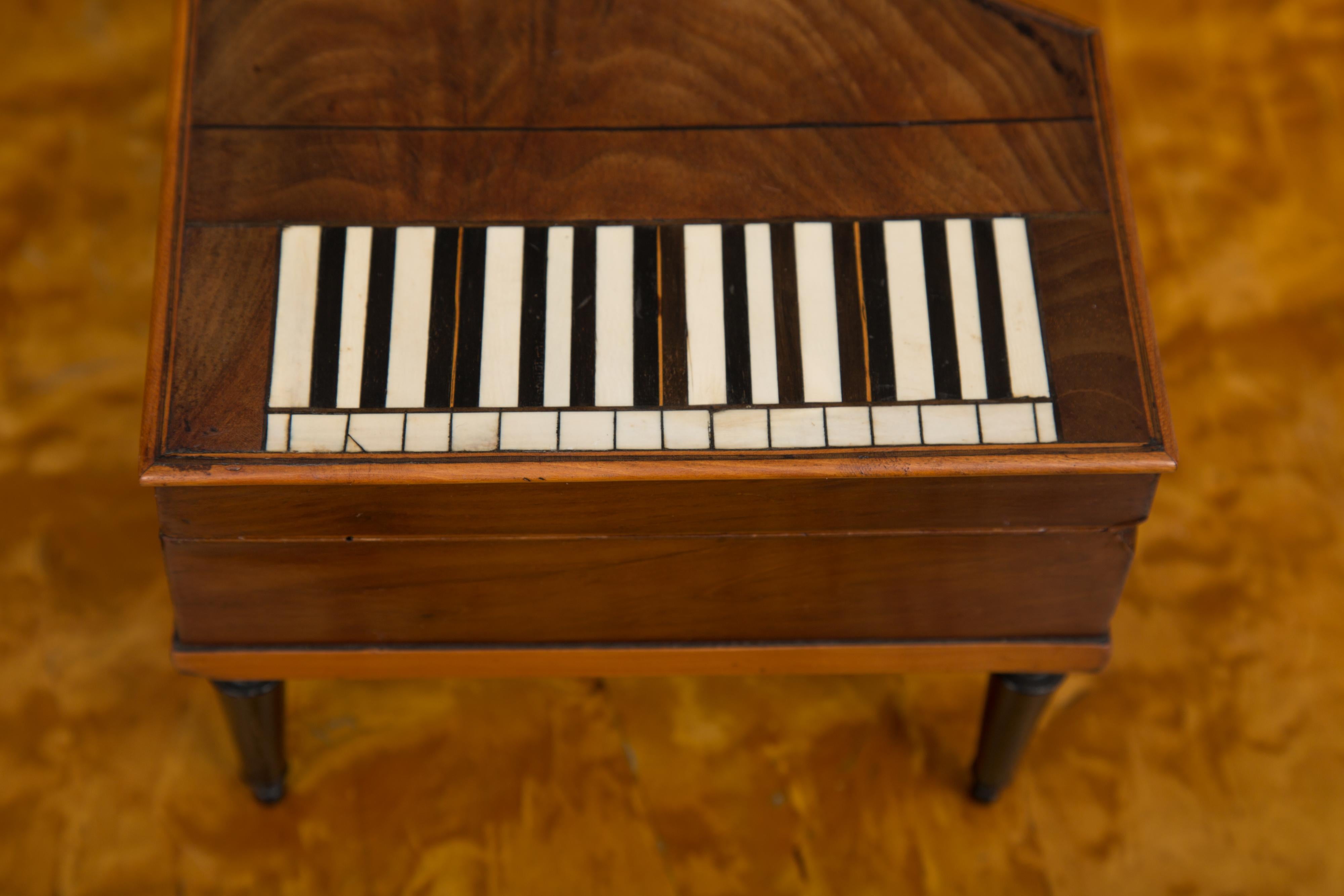 19th Century French Walnut and Inlaid Miniature Piano For Sale