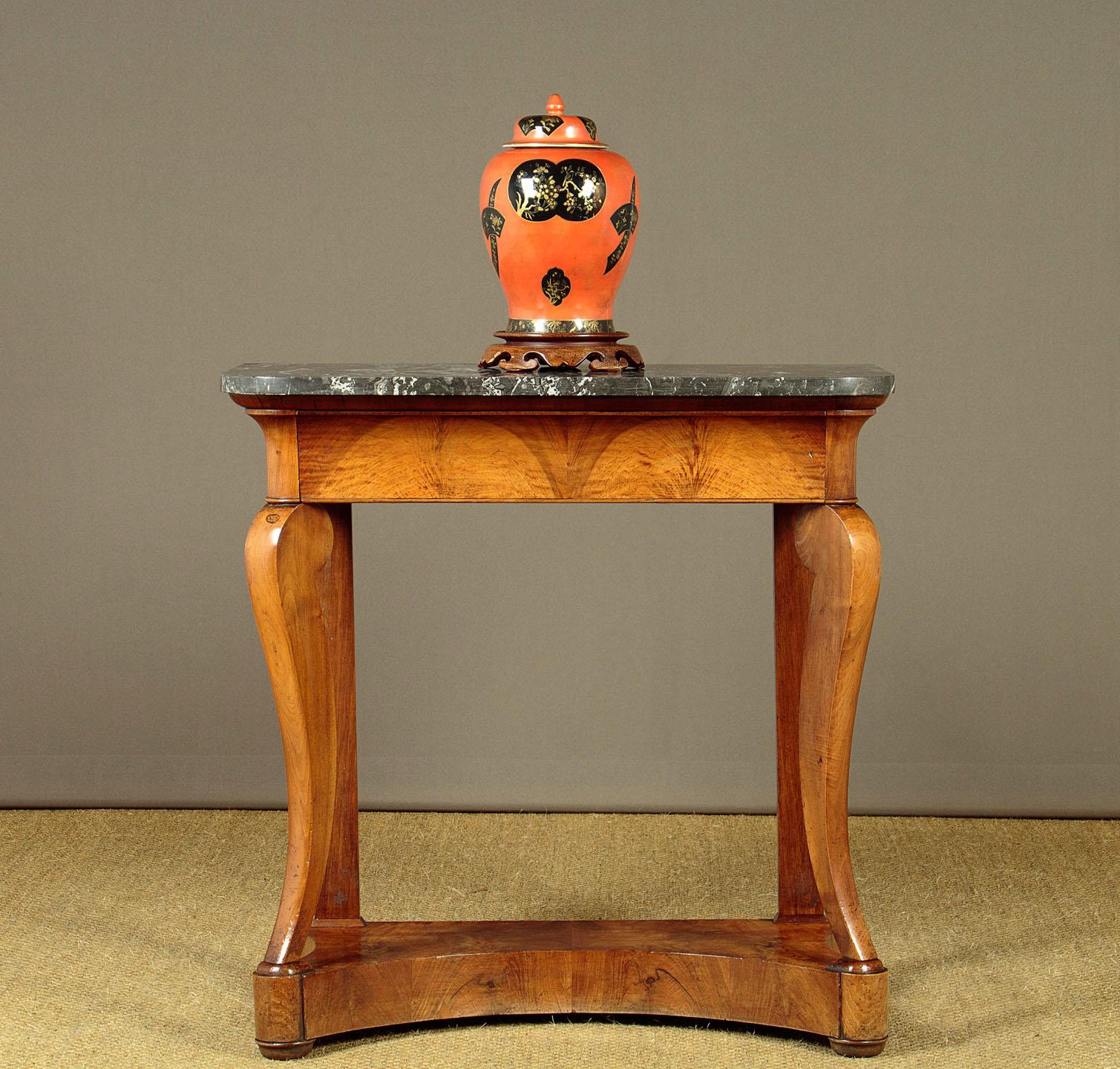 Restauration French Walnut and Marble Console Table Circa 1830