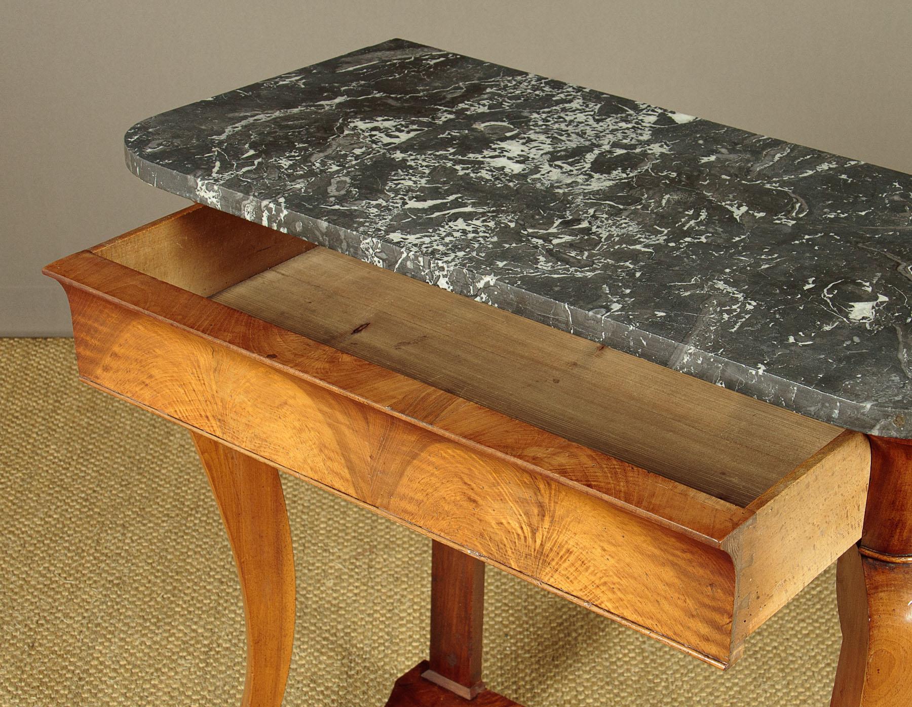 French Walnut and Marble Console Table Circa 1830 In Good Condition In London, GB