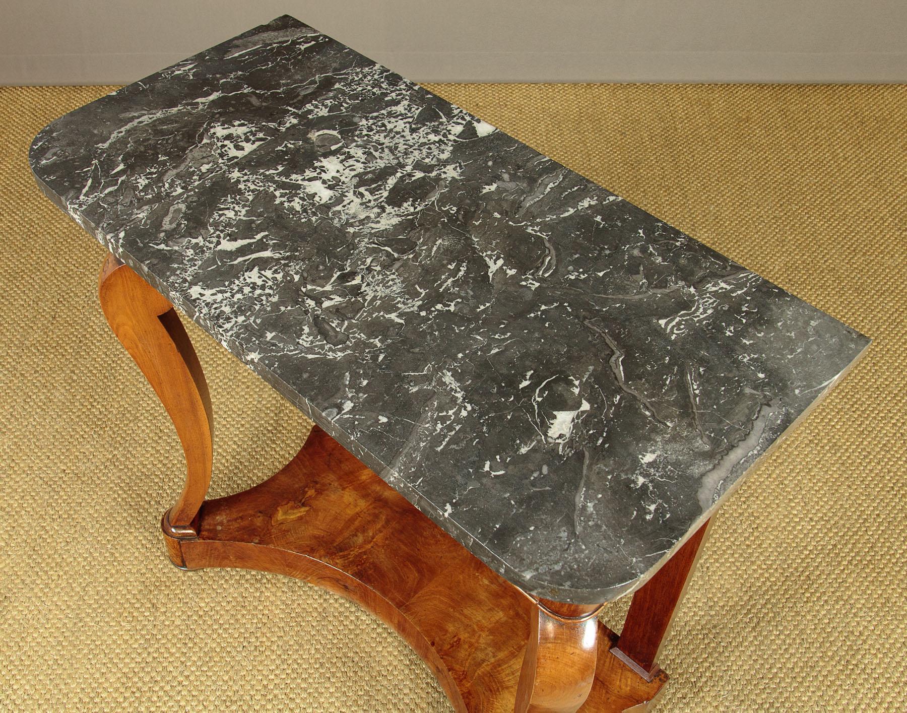French Walnut and Marble Console Table Circa 1830 2