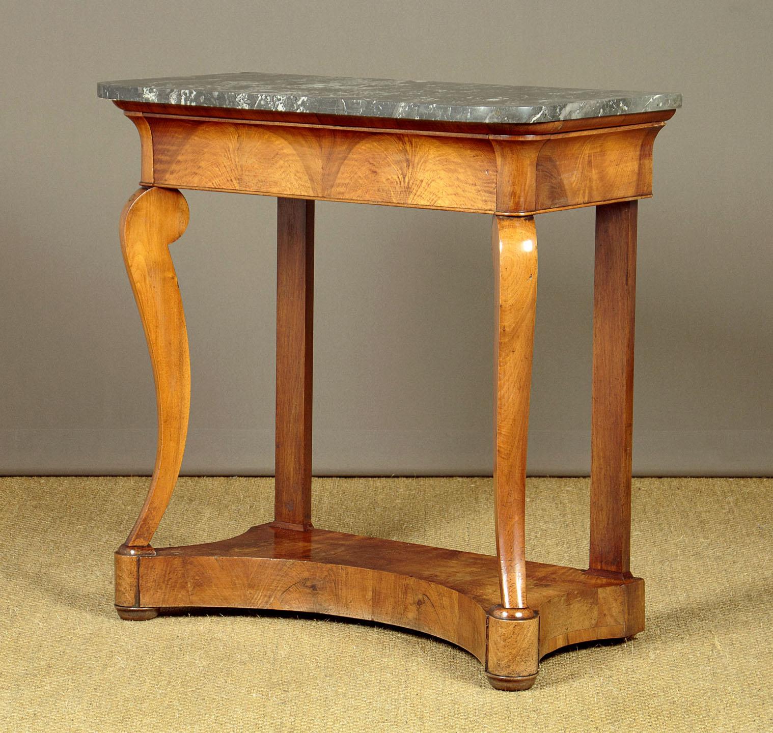 French Walnut and Marble Console Table Circa 1830 4