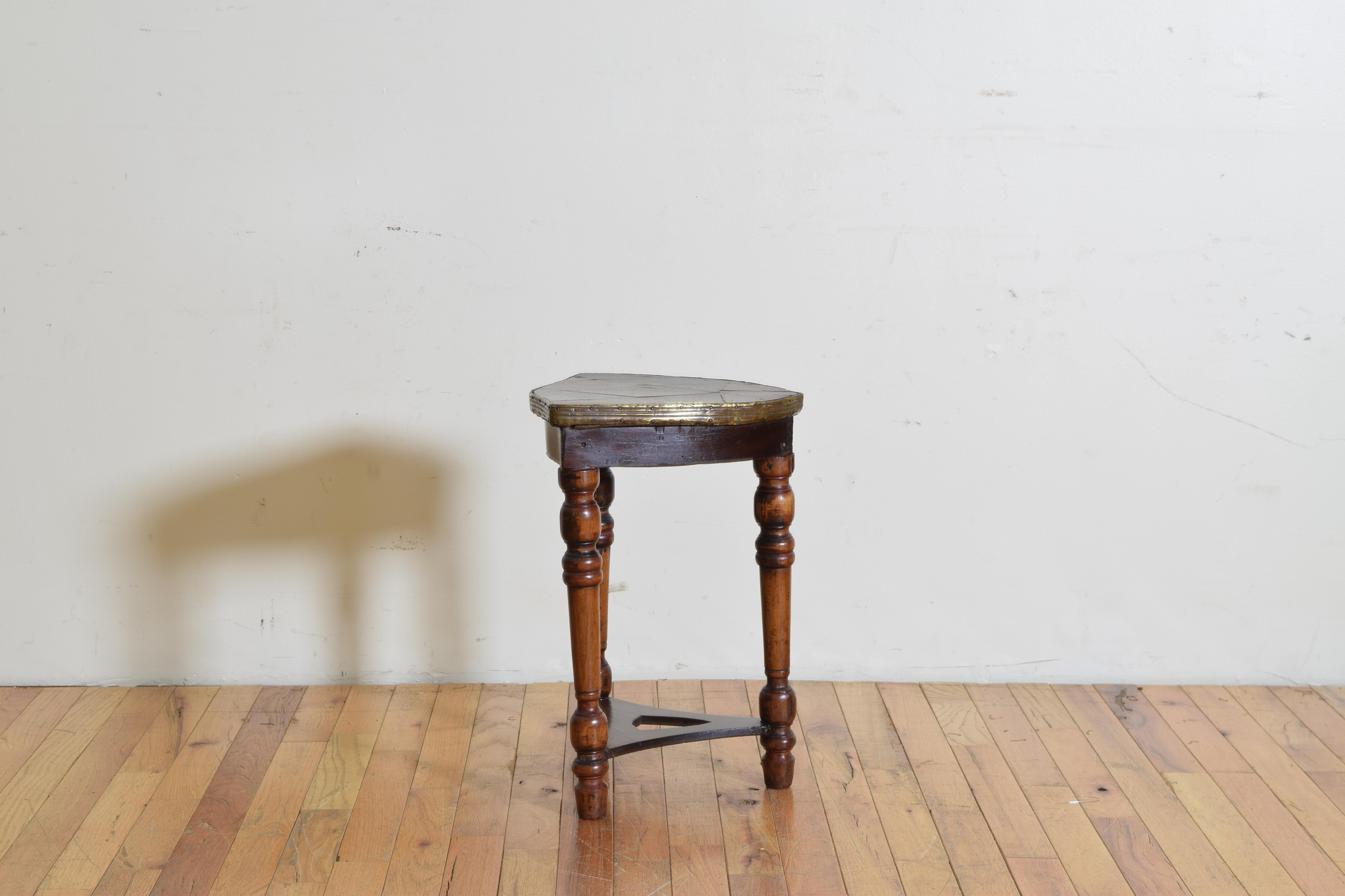 French Walnut and Mixed Woods Shield Form Side Table, Mid-19th Century 1