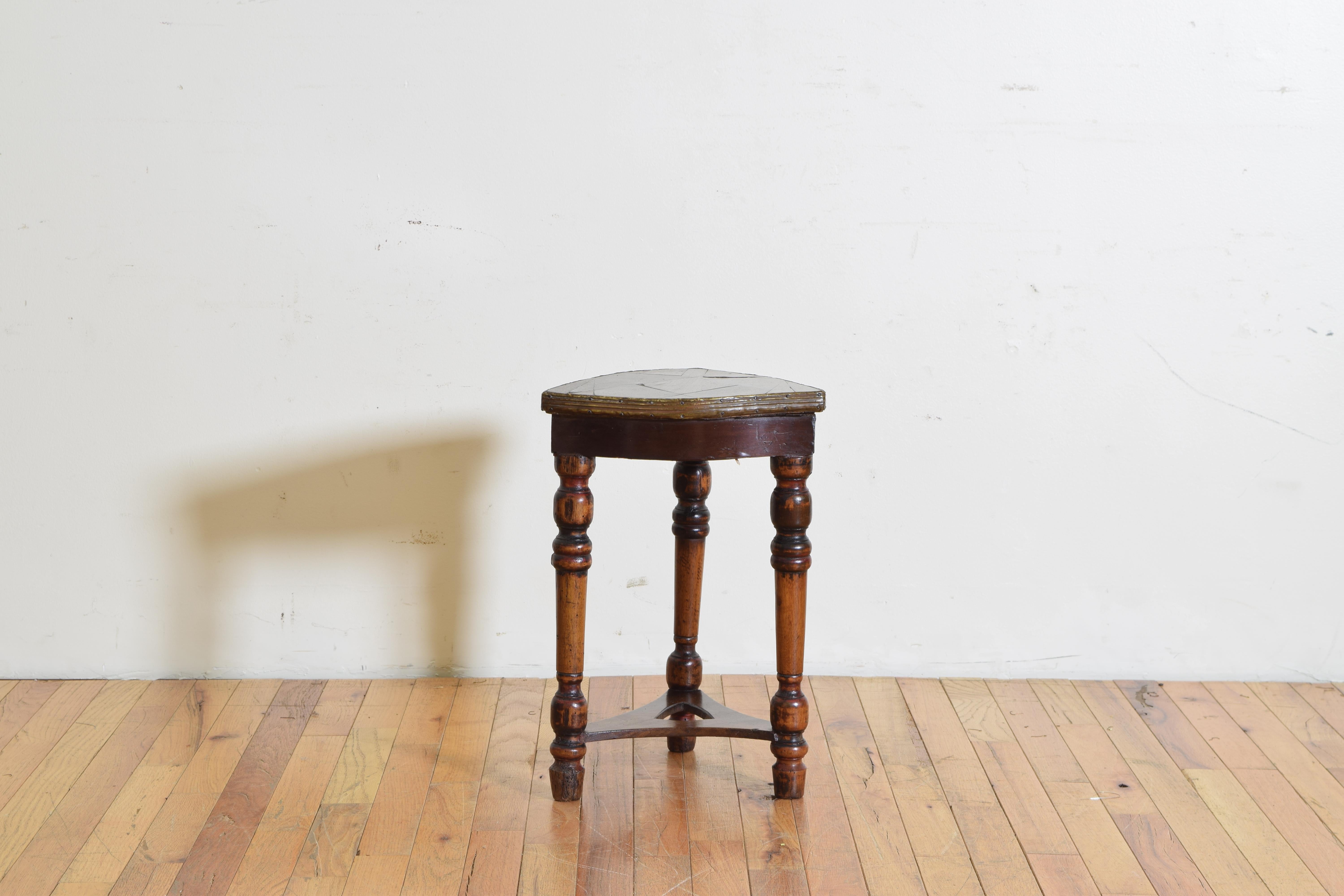 French Walnut and Mixed Woods Shield Form Side Table, Mid-19th Century 2