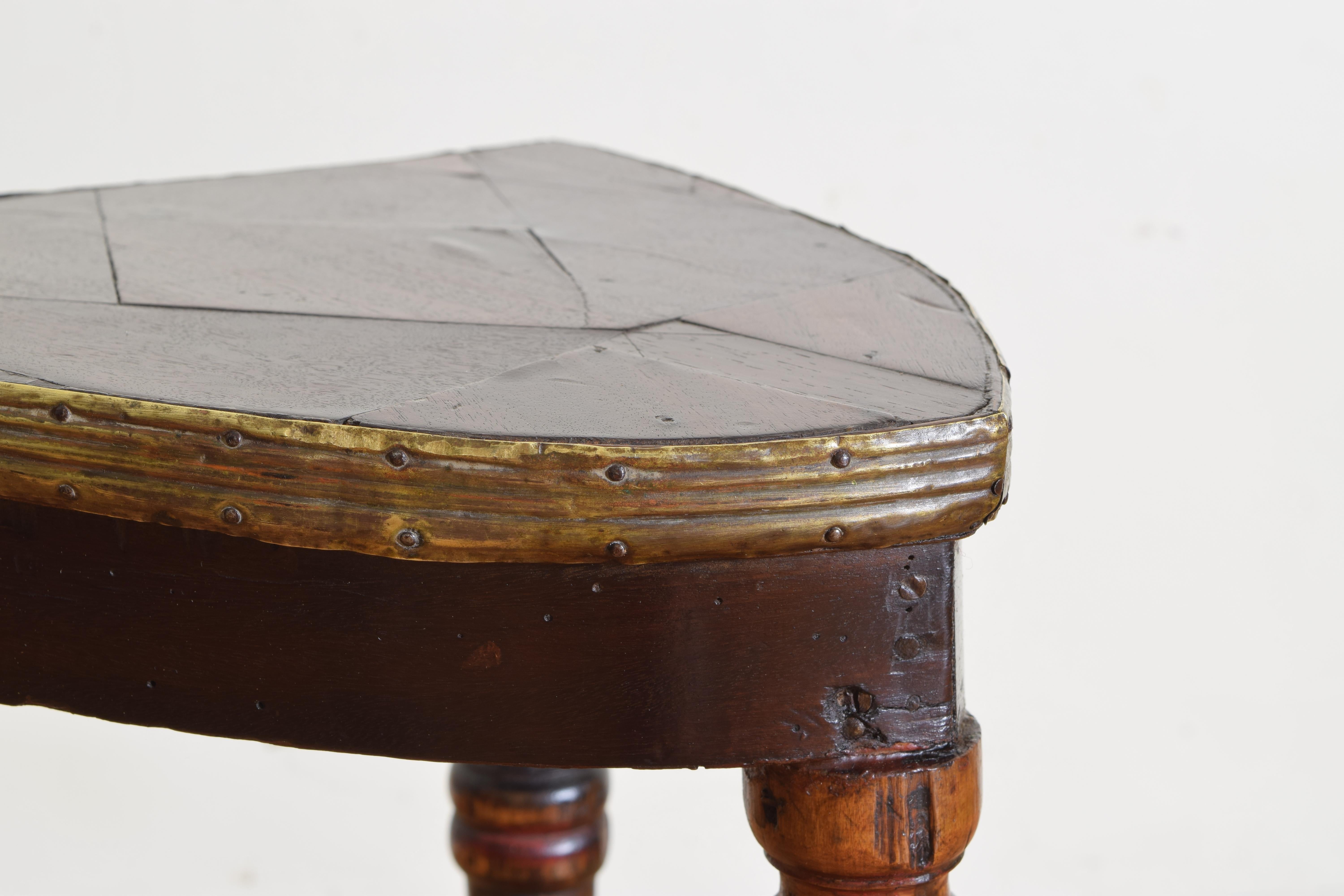 French Walnut and Mixed Woods Shield Form Side Table, Mid-19th Century 3