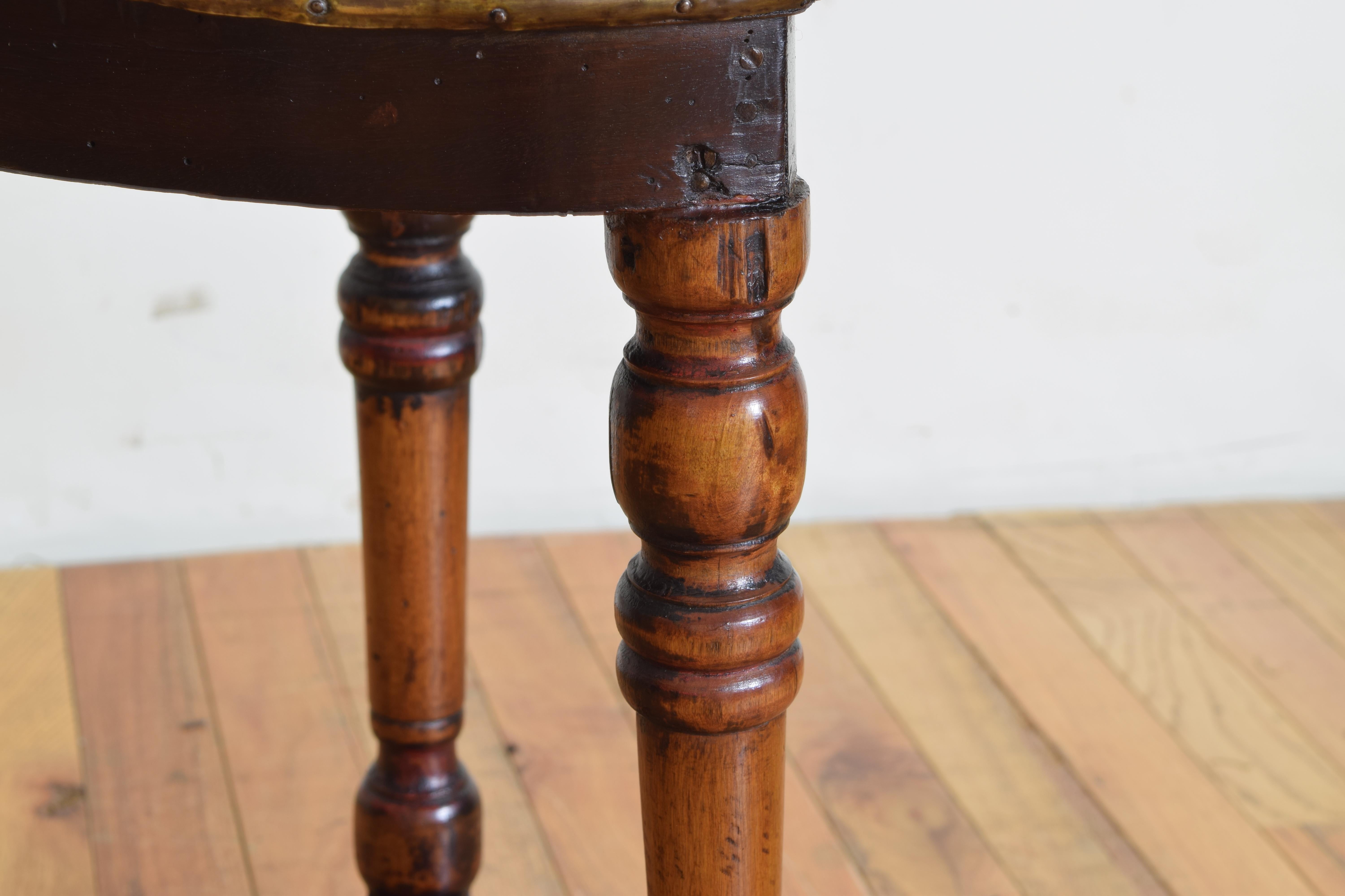 French Walnut and Mixed Woods Shield Form Side Table, Mid-19th Century 4