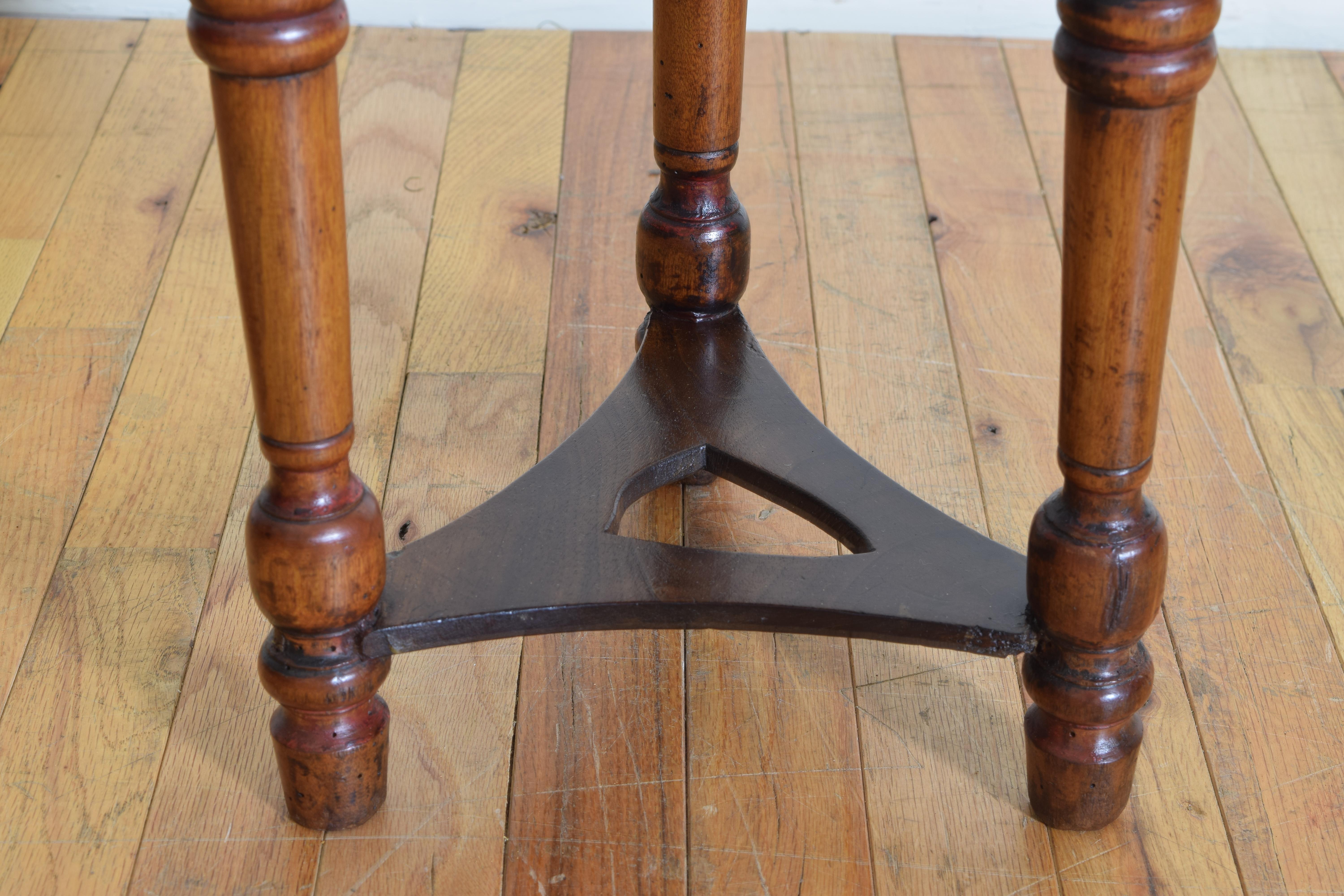 French Walnut and Mixed Woods Shield Form Side Table, Mid-19th Century 5