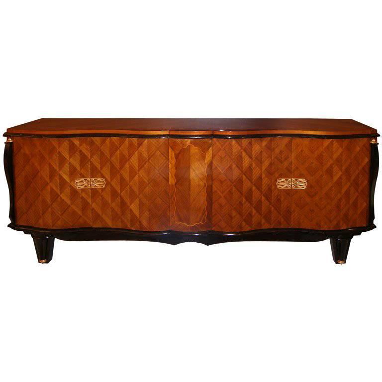 French Walnut and Rosewood Sideboard with Bronze Details For Sale