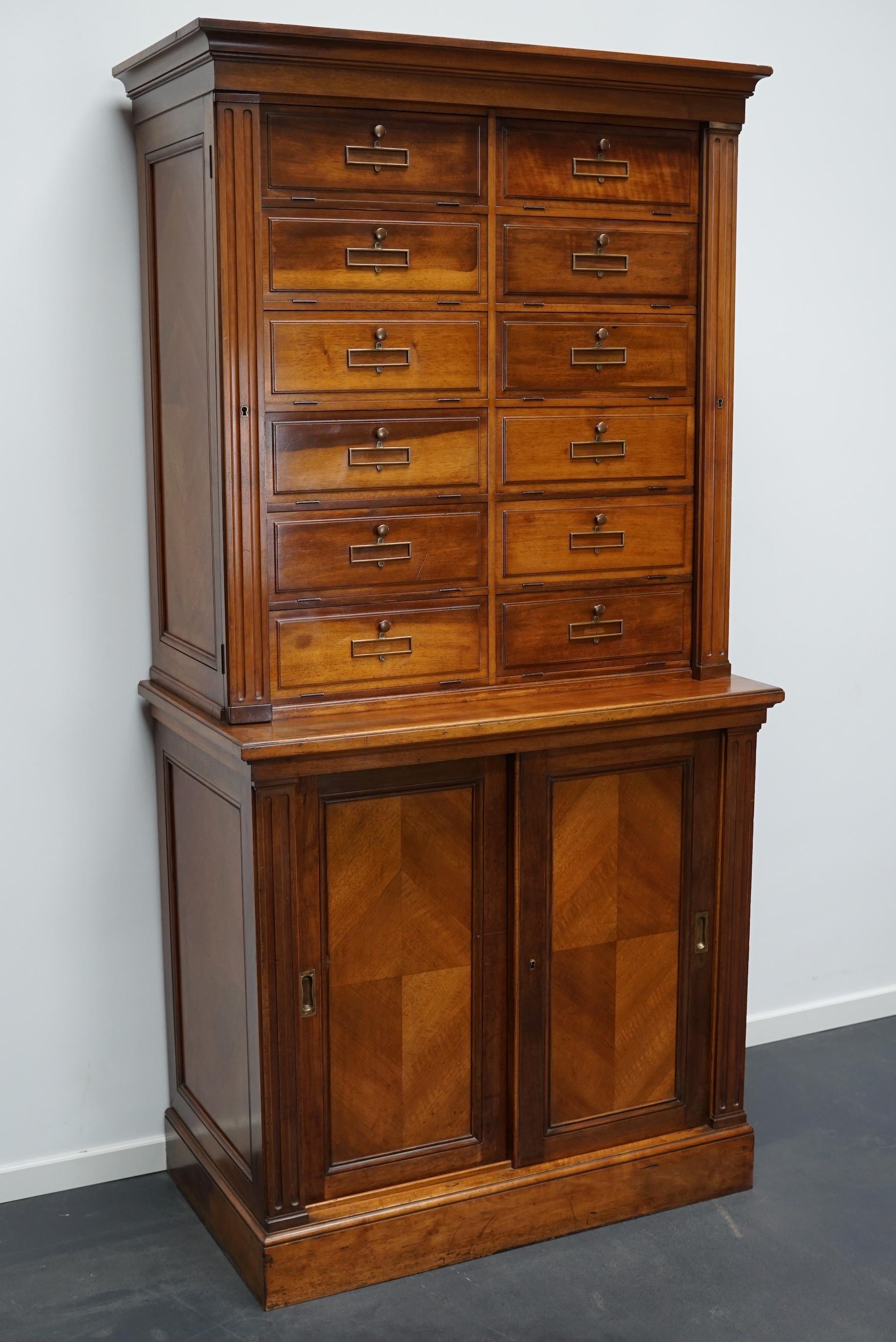 French Walnut Apothecary Cabinet / Filing Cabinet, 1920s For Sale 5