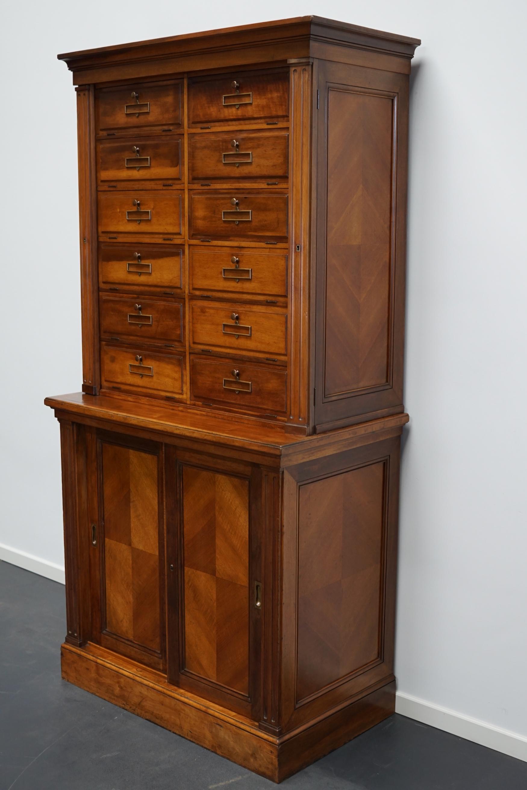 French Walnut Apothecary Cabinet / Filing Cabinet, 1920s For Sale 11