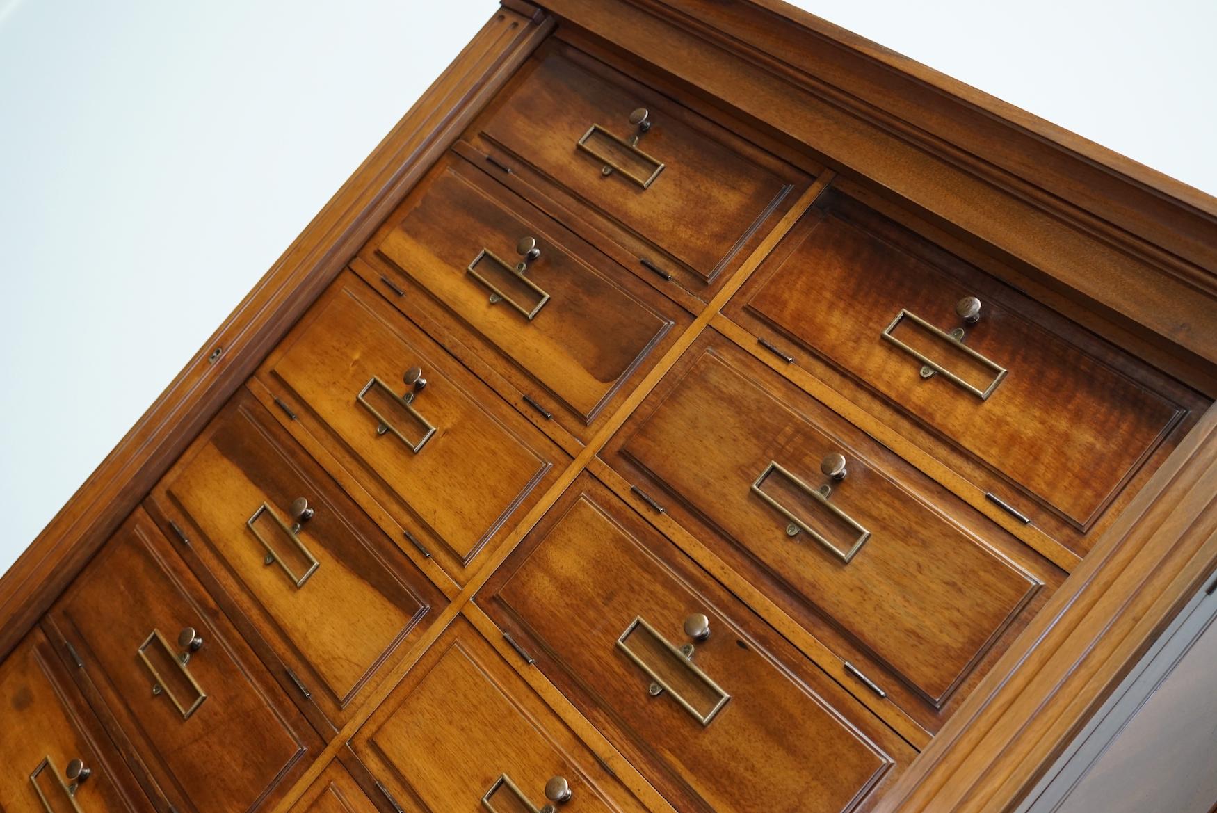 Art Deco French Walnut Apothecary Cabinet / Filing Cabinet, 1920s For Sale