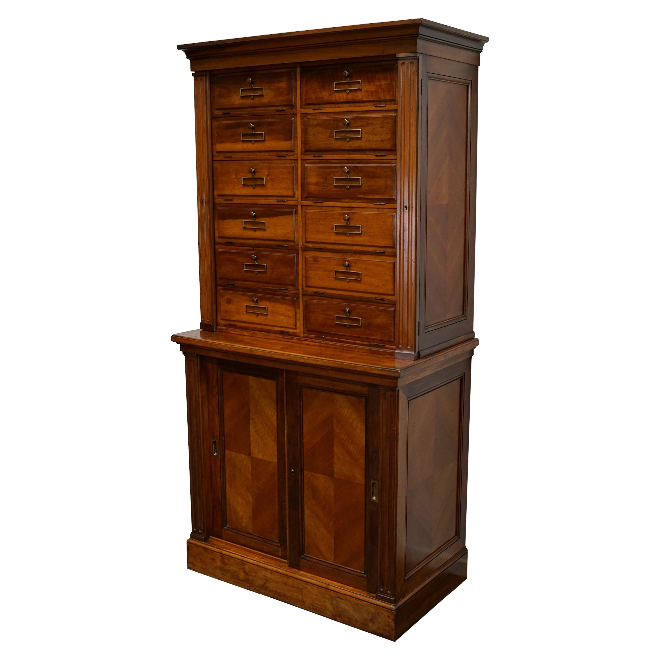 French Walnut Apothecary Cabinet / Filing Cabinet, 1920s For Sale