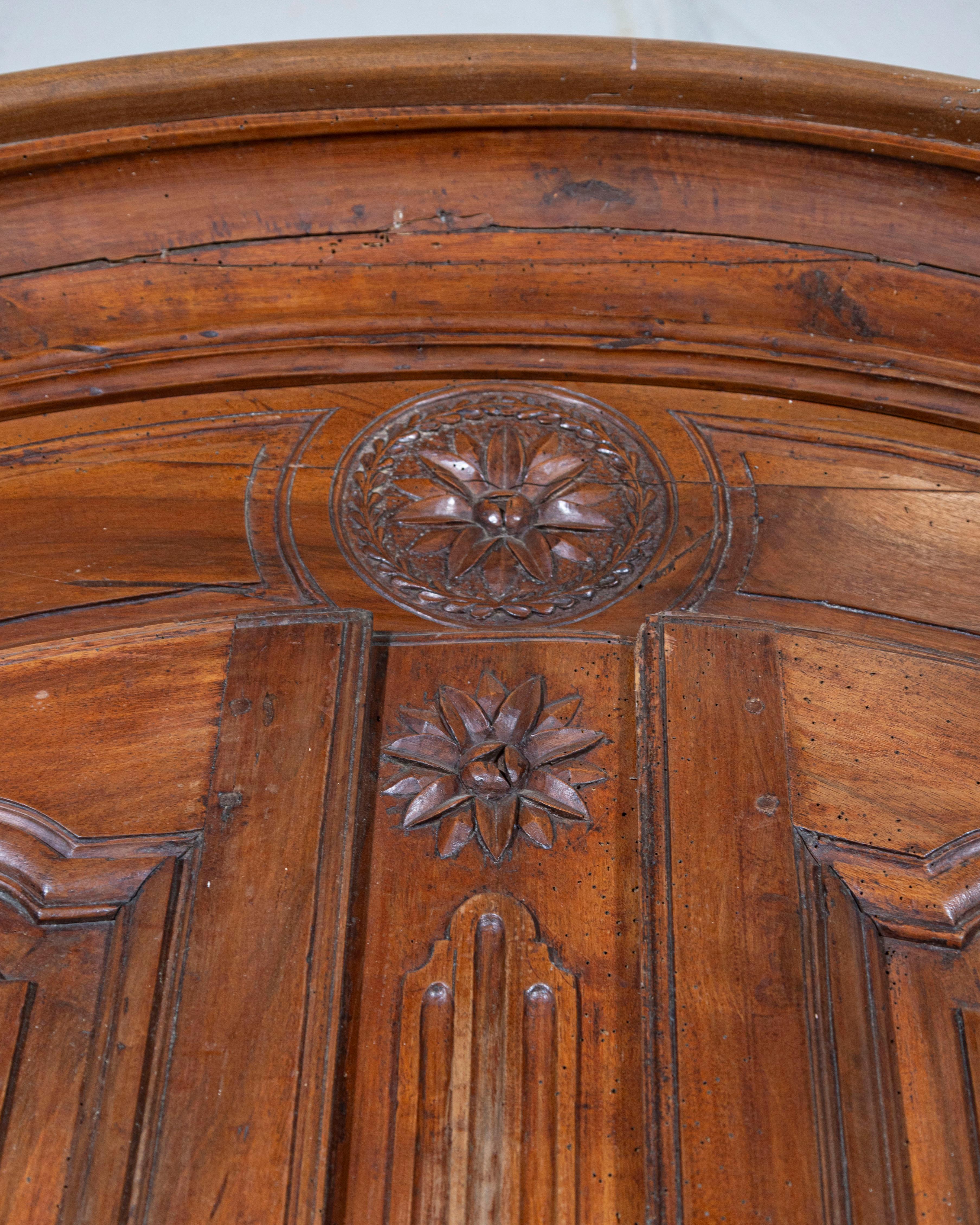 Polished French Walnut Armoire Linen Cupboard, Transition Louis XV–Louis XVI Period For Sale