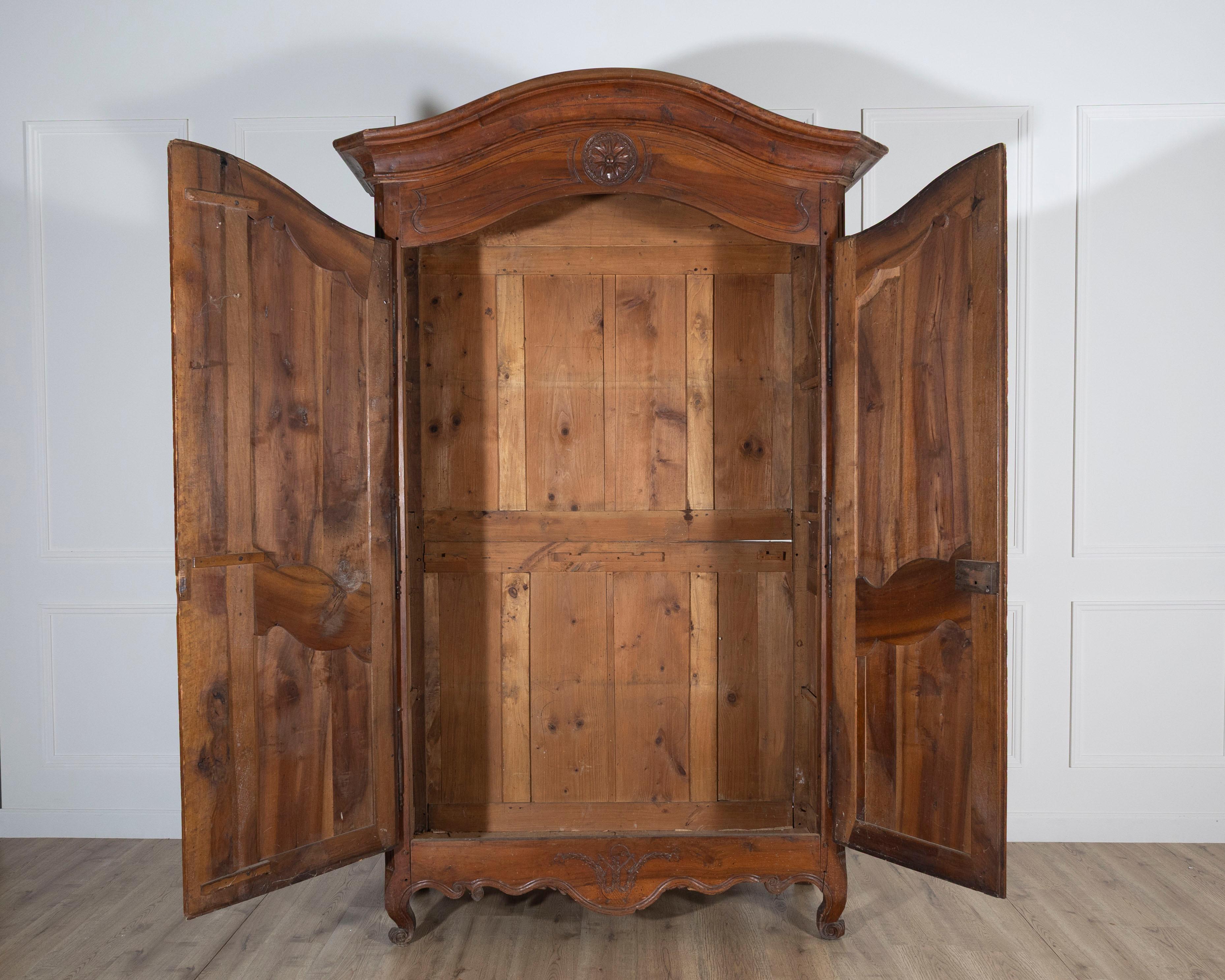 Wood French Walnut Armoire Linen Cupboard, Transition Louis XV–Louis XVI Period For Sale