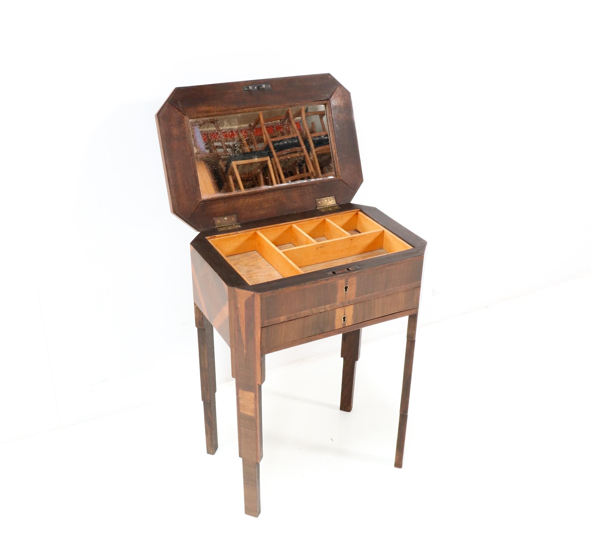 Satinwood French Walnut Art Deco Sewing Table with Inlay, 1930s For Sale