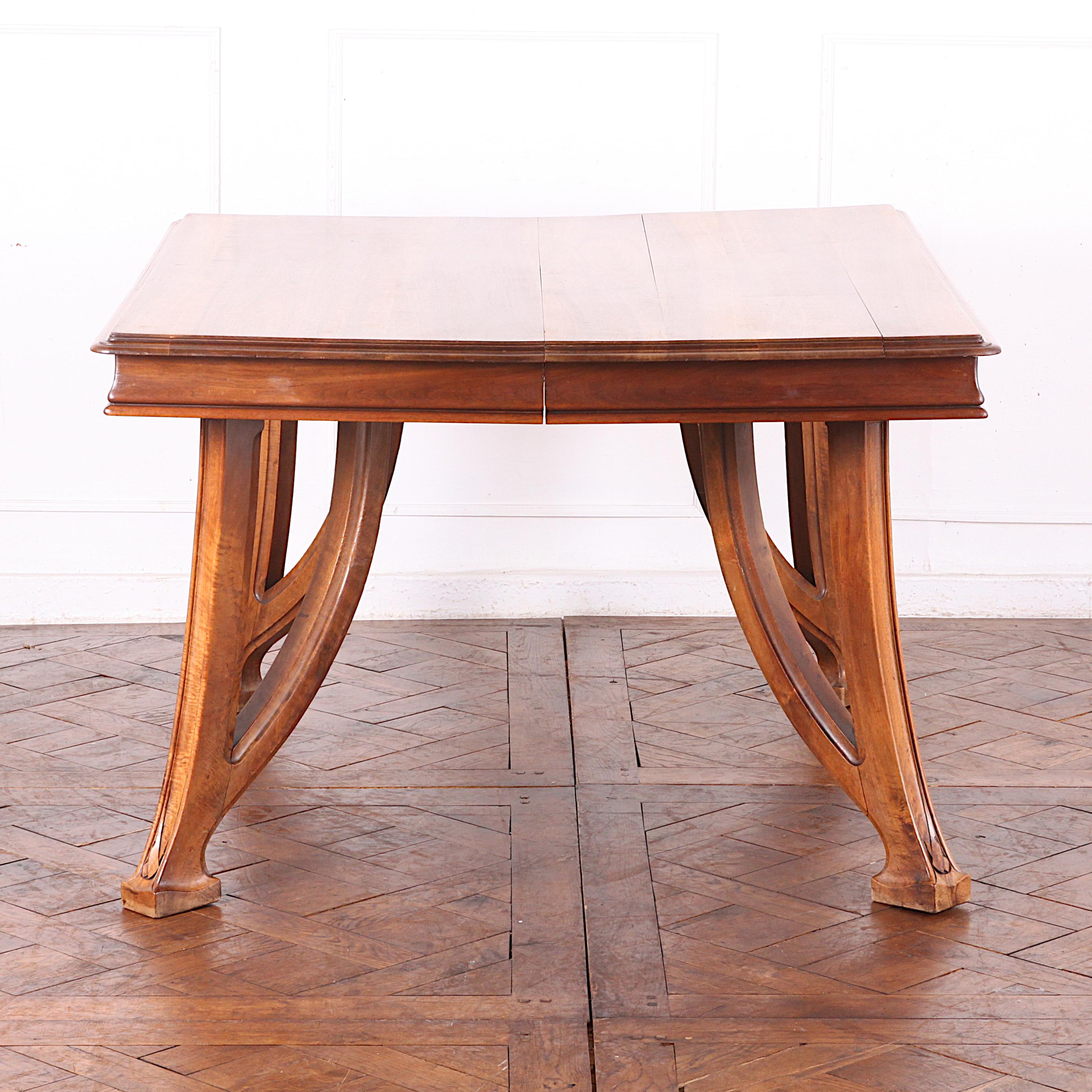 Carved French Walnut Art Nouveau Table For Sale