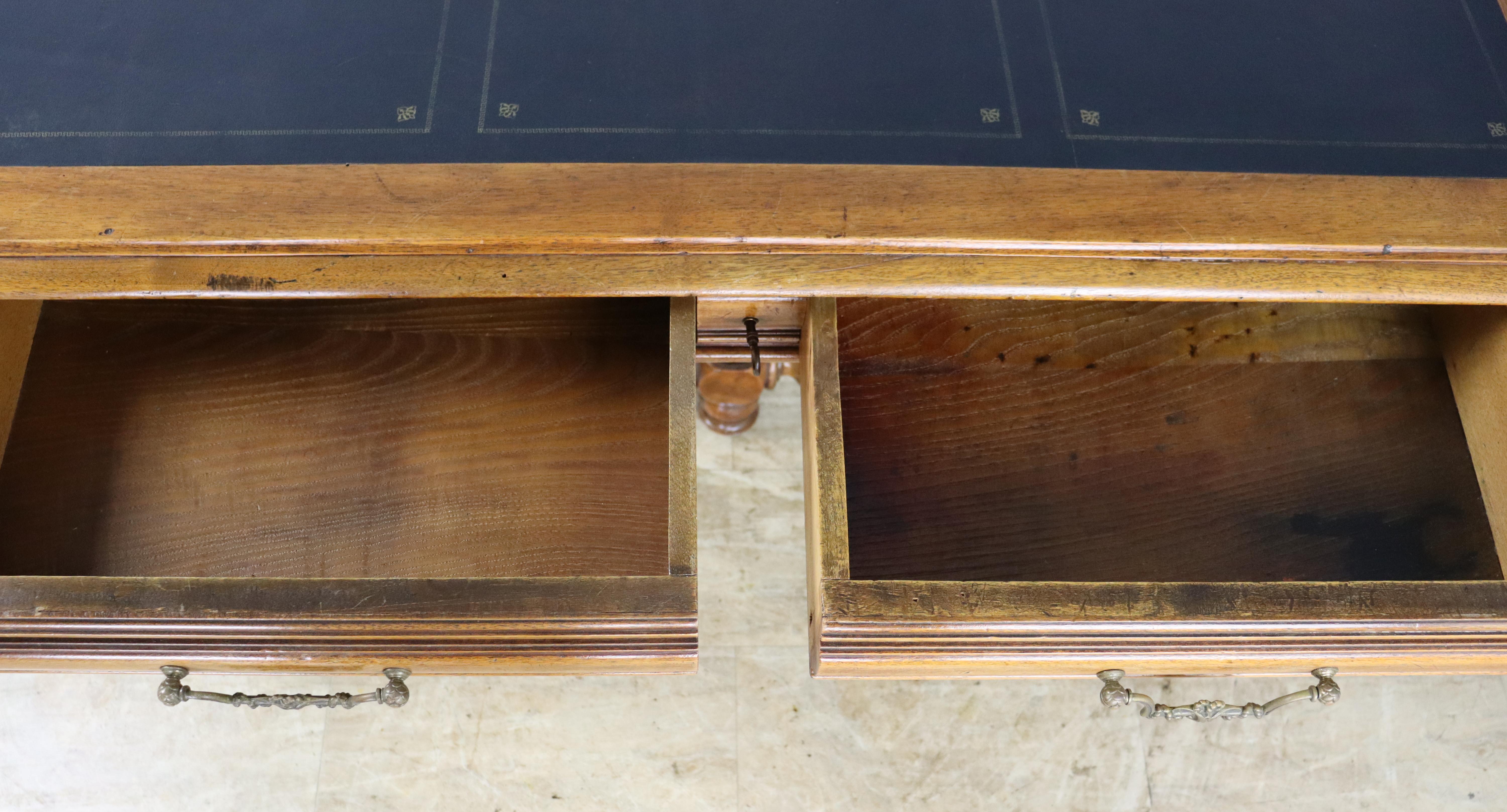 French Walnut Barley Twist Desk with Leather Top For Sale 12
