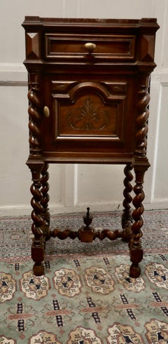 French Walnut Barleytwist Night Table or Side Cupboard