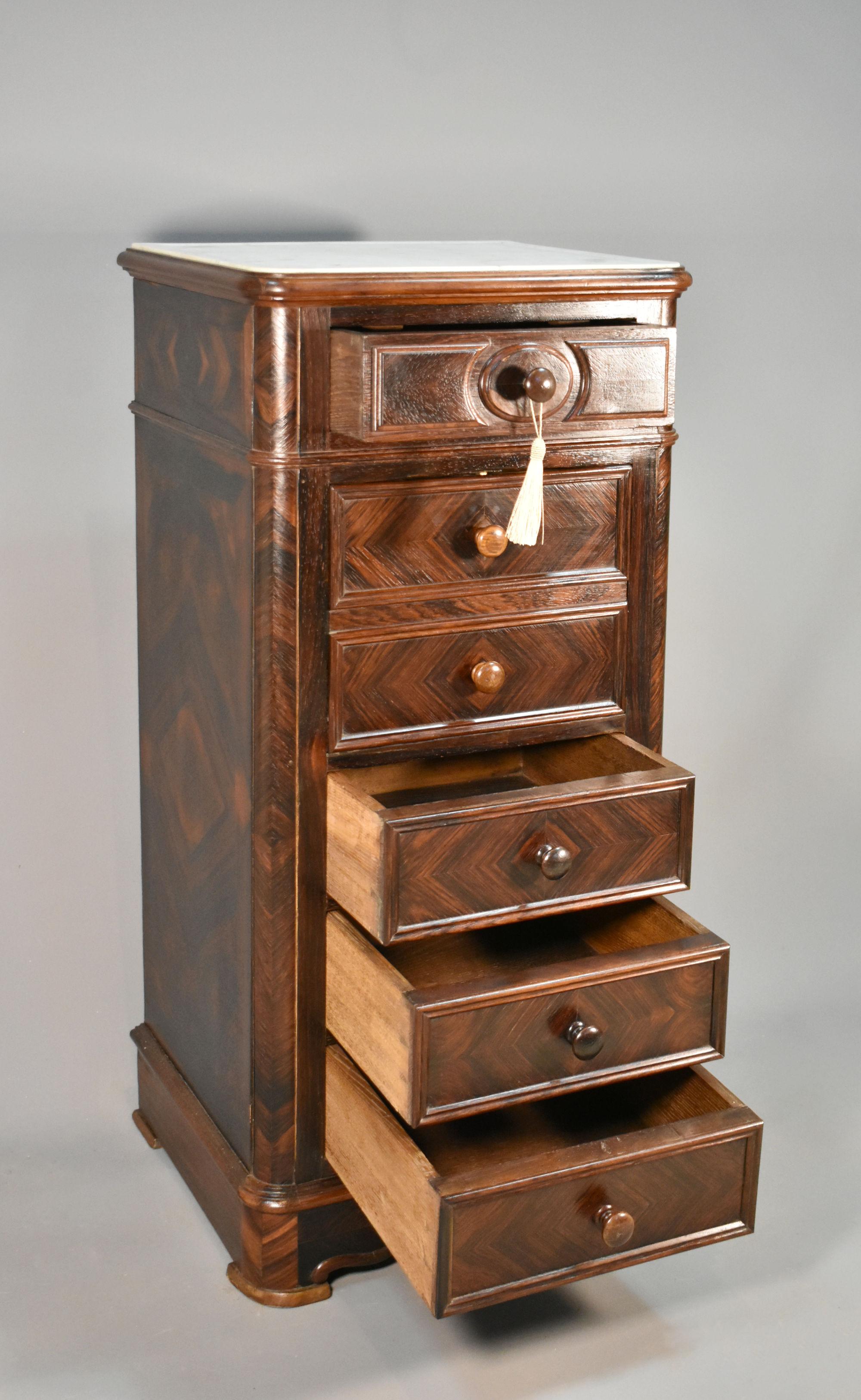 French Walnut Bedside Cabinet / Lingerie Chest 19th Century For Sale 5