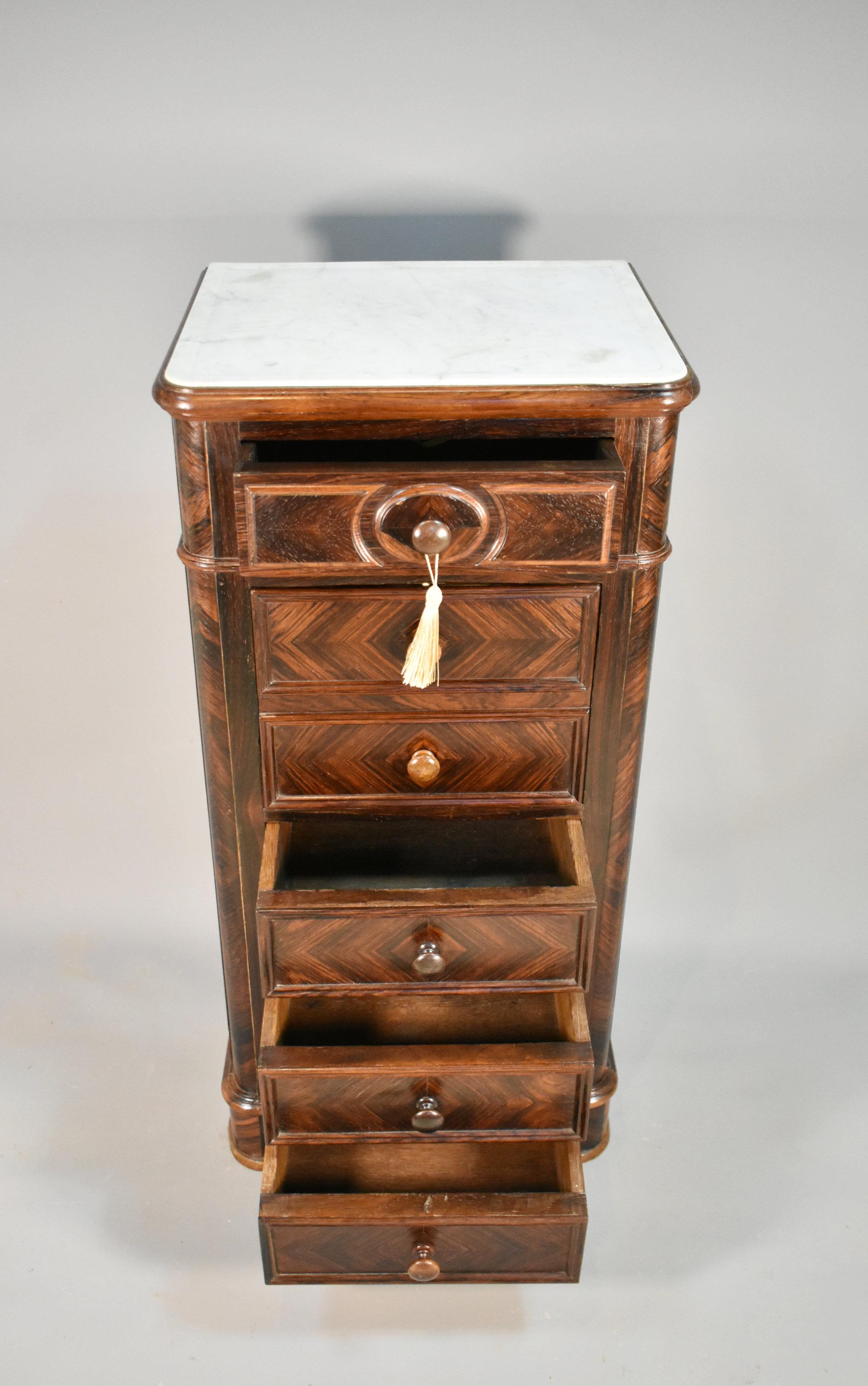 French Walnut Bedside Cabinet / Lingerie Chest 19th Century For Sale 6