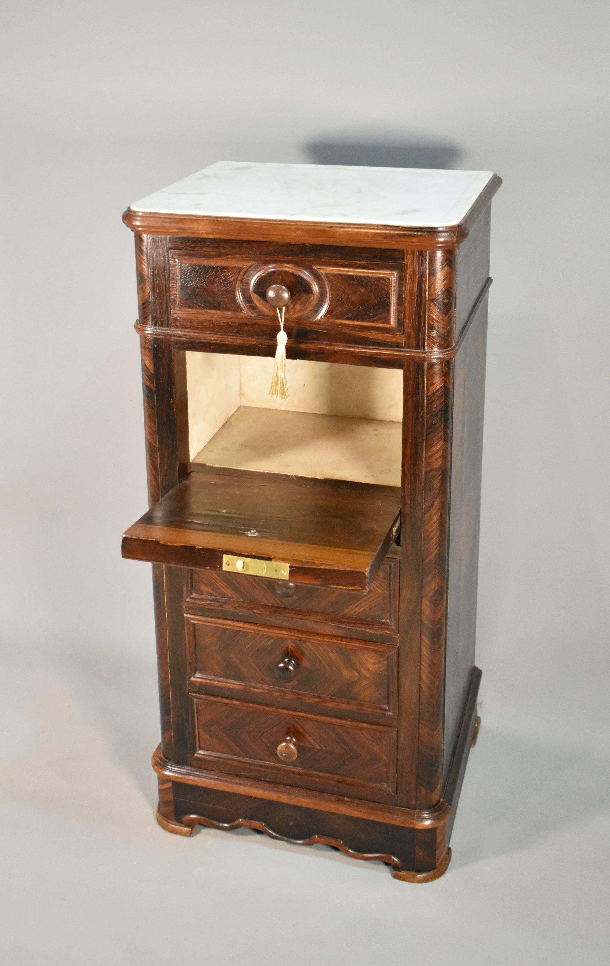 French Walnut Bedside Cabinet / Lingerie Chest 19th Century For Sale 7