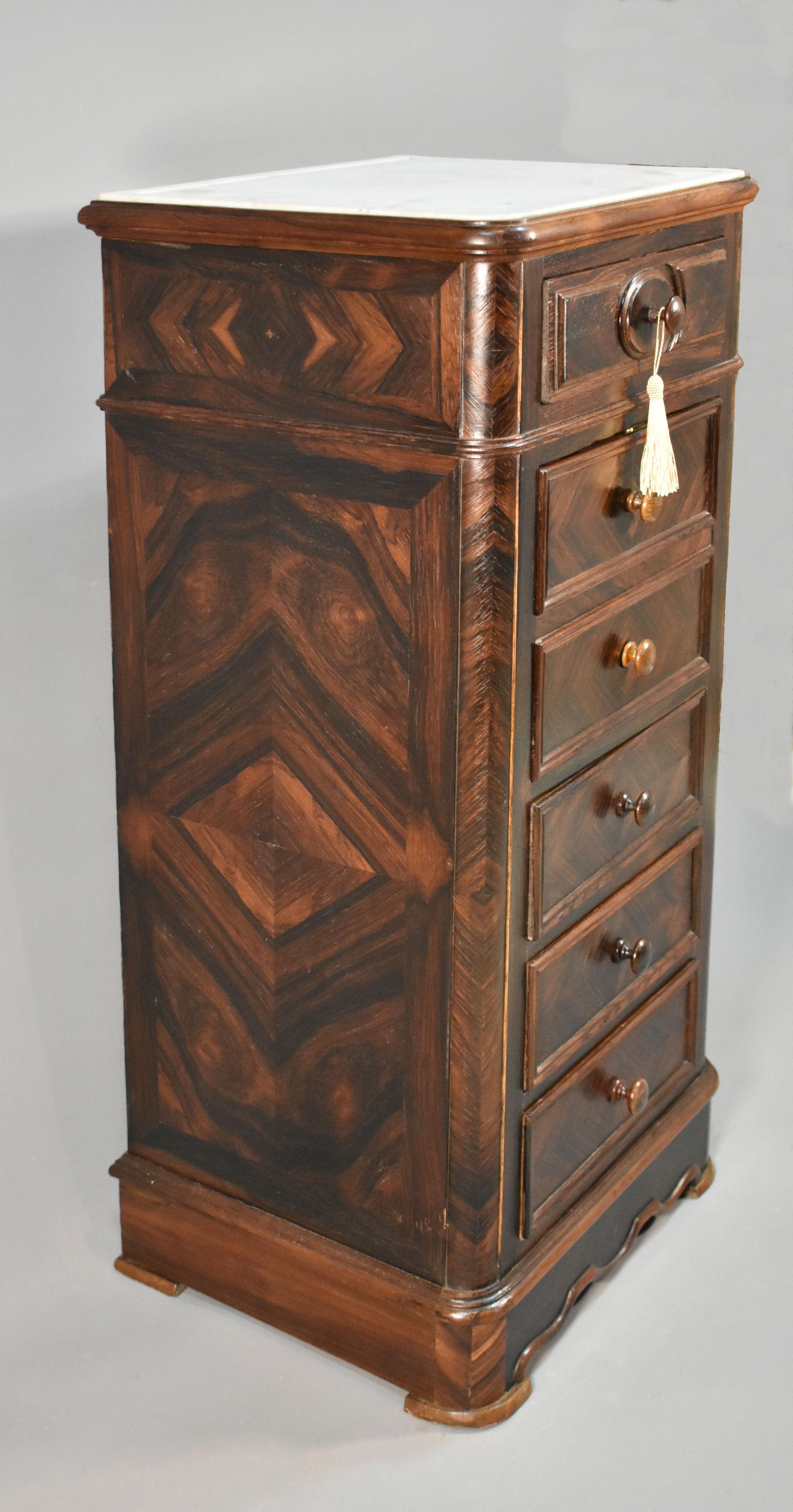French Walnut Bedside Cabinet / Lingerie Chest 19th Century For Sale 8