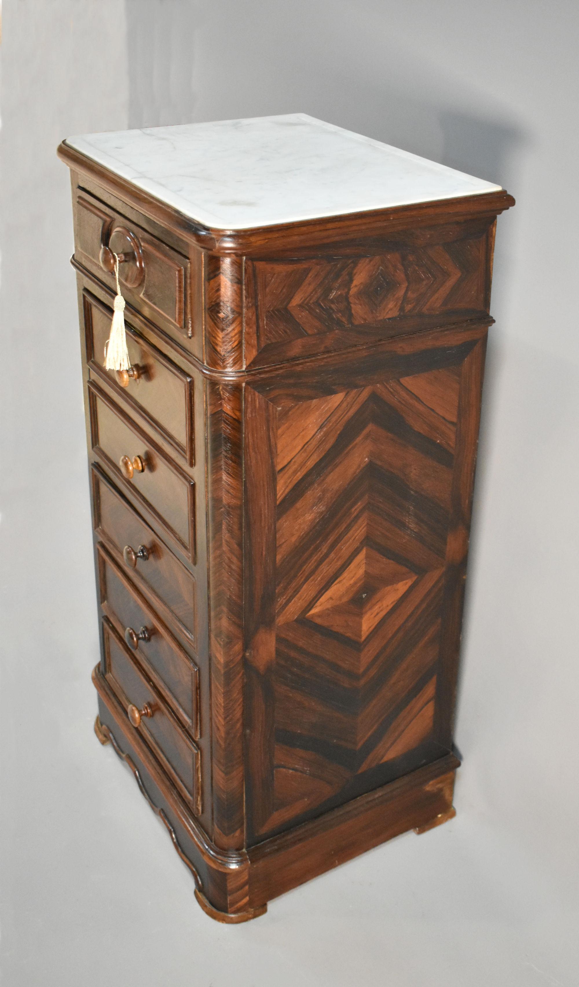 French Walnut Bedside Cabinet / Lingerie Chest 19th Century For Sale 9