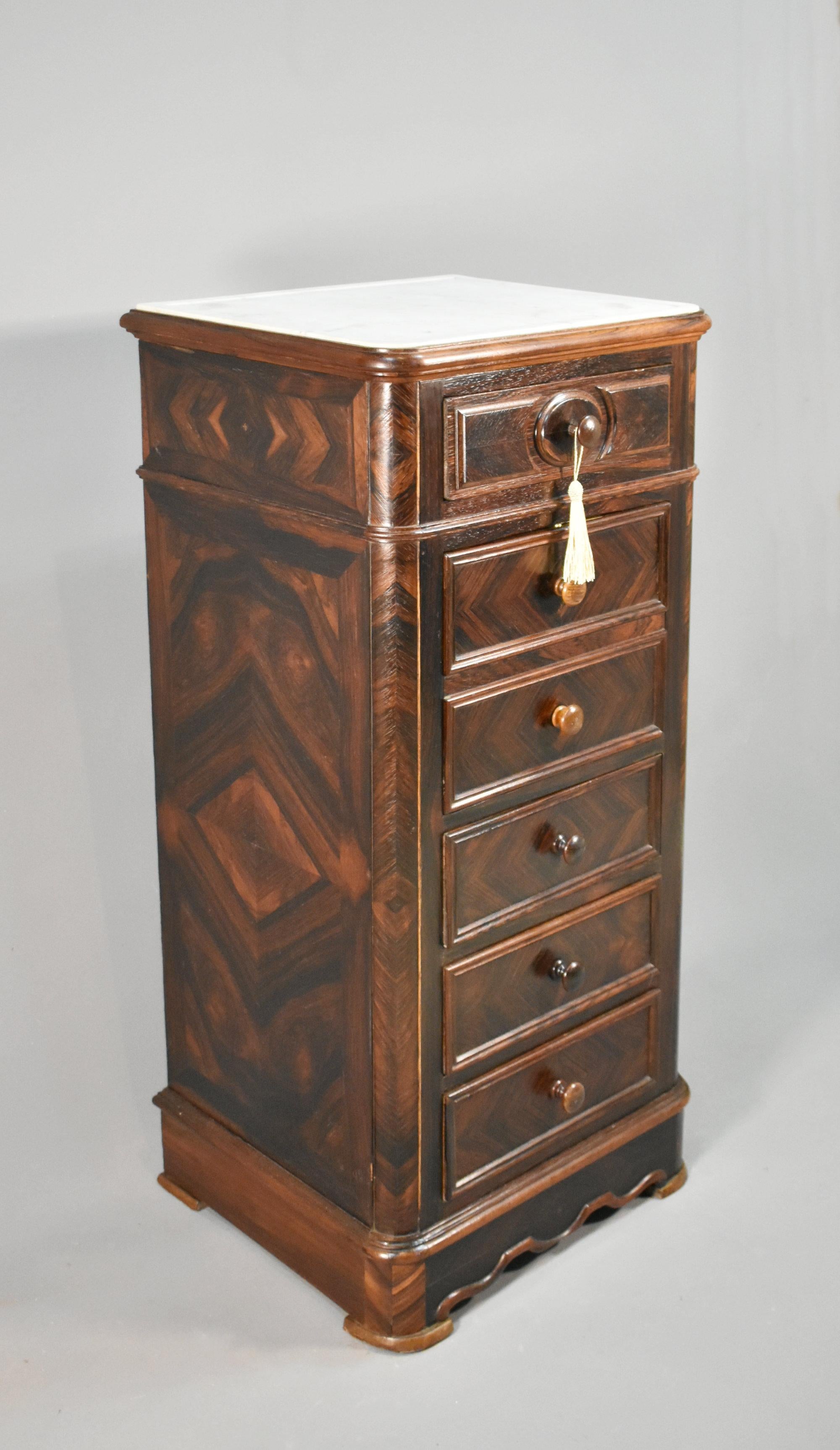 Napoleon III French Walnut Bedside Cabinet / Lingerie Chest 19th Century For Sale