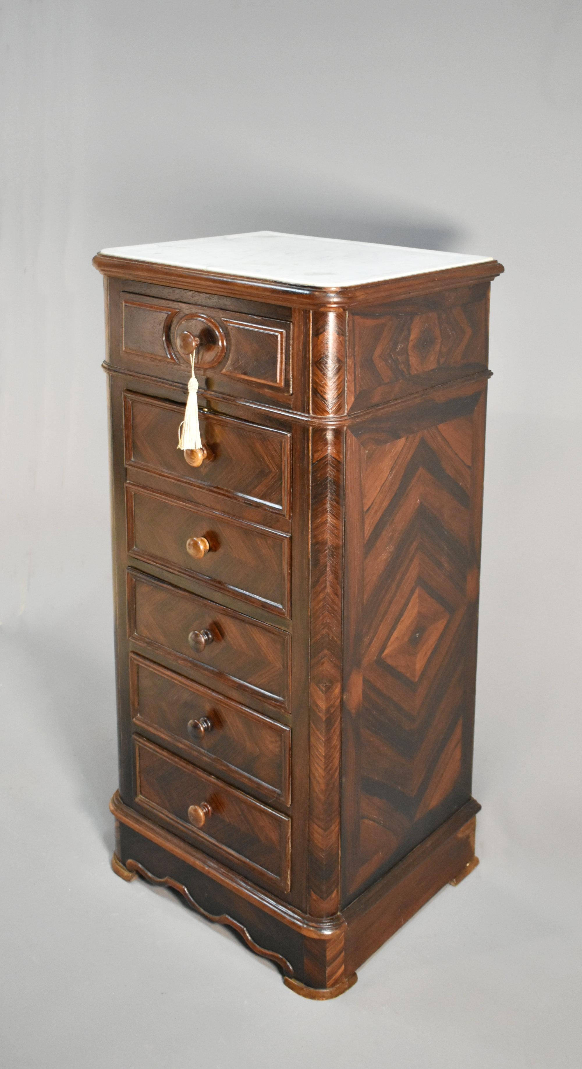 Molded French Walnut Bedside Cabinet / Lingerie Chest 19th Century For Sale