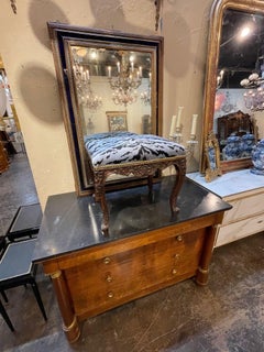French Walnut Bench with Scalamandre Upholstery