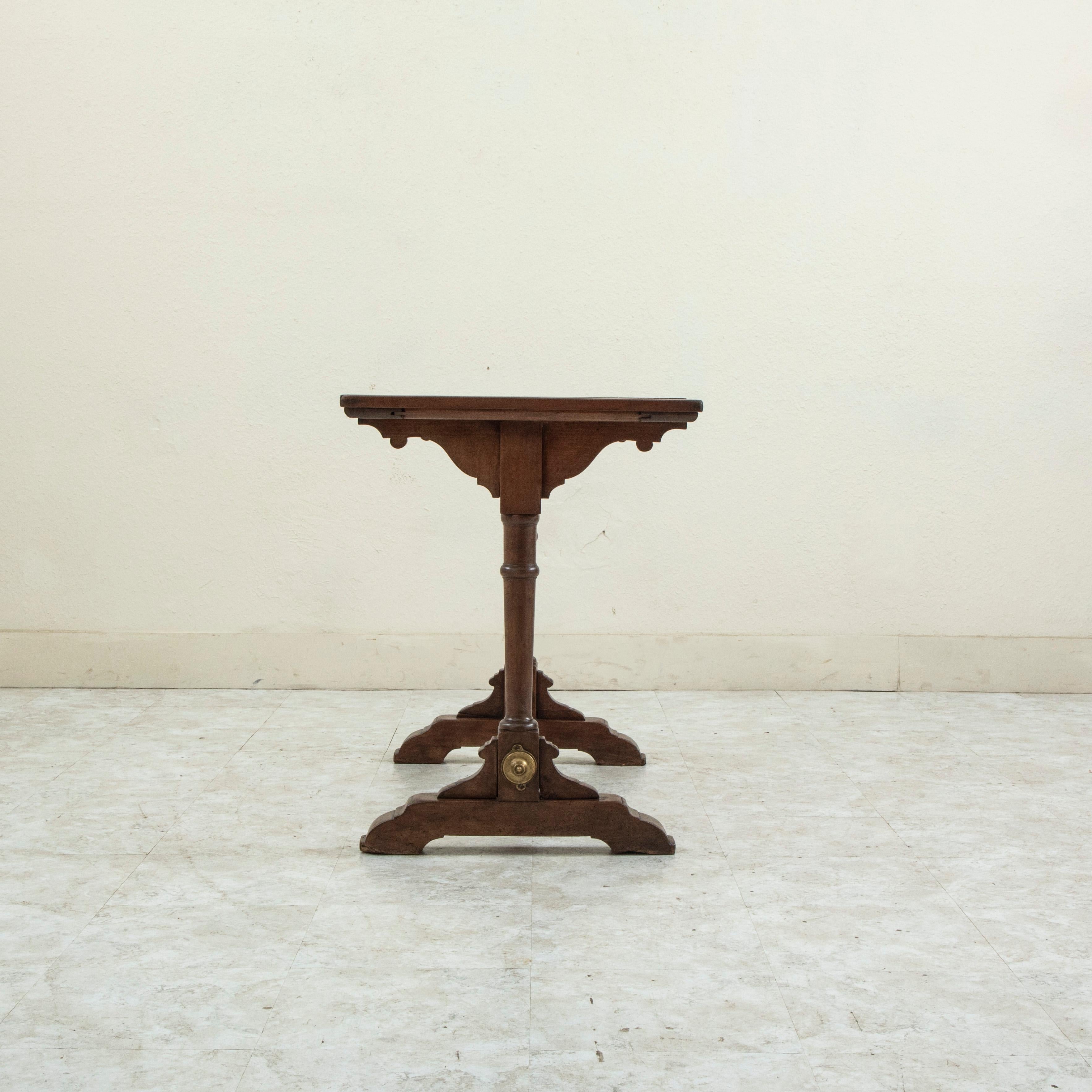 French Walnut Bistro Table or Cafe Table with Marble Top and Brass, C. 1900 For Sale 2