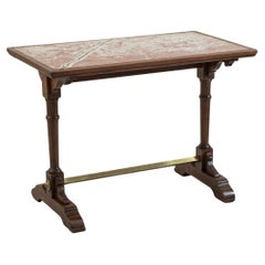 Tavolo da bistrot o da caffè in legno di noce francese con piano in marmo e ottone, C.C.