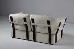 French Walnut & Bouclé Sofa, 1960s