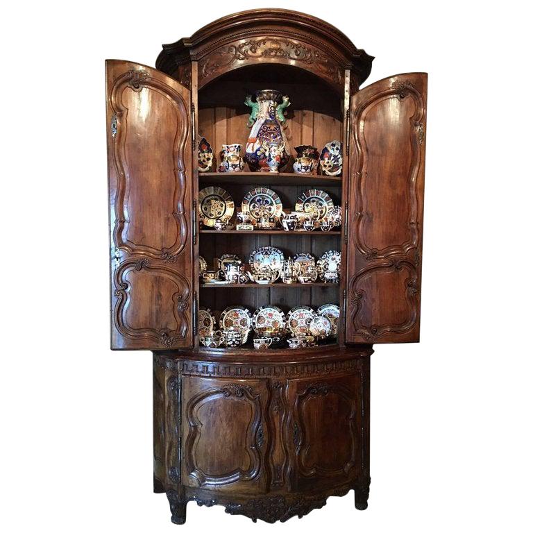 French Walnut Buffet de Corps or Cabinet with Two Doors, 18th Century