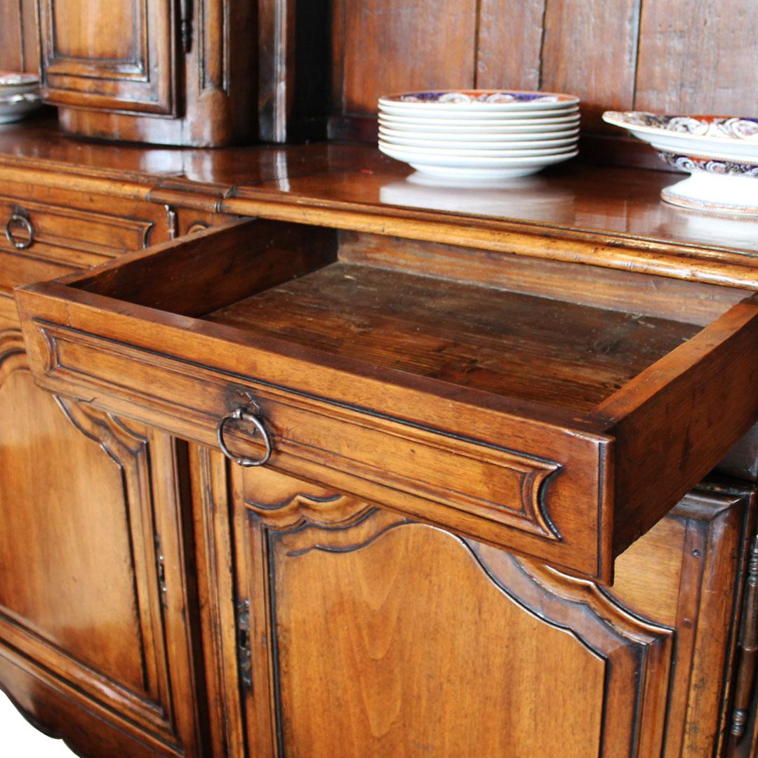 18th Century French Walnut Buffet with Ckock For Sale
