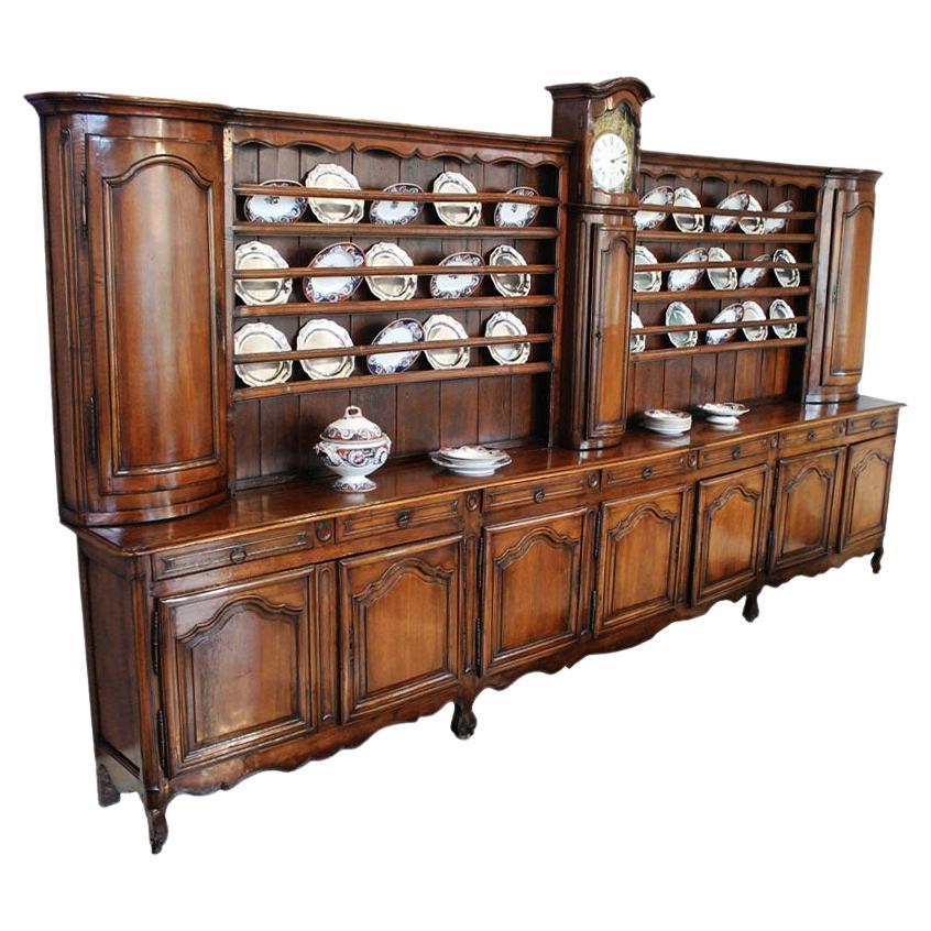 French Walnut Buffet with Ckock For Sale