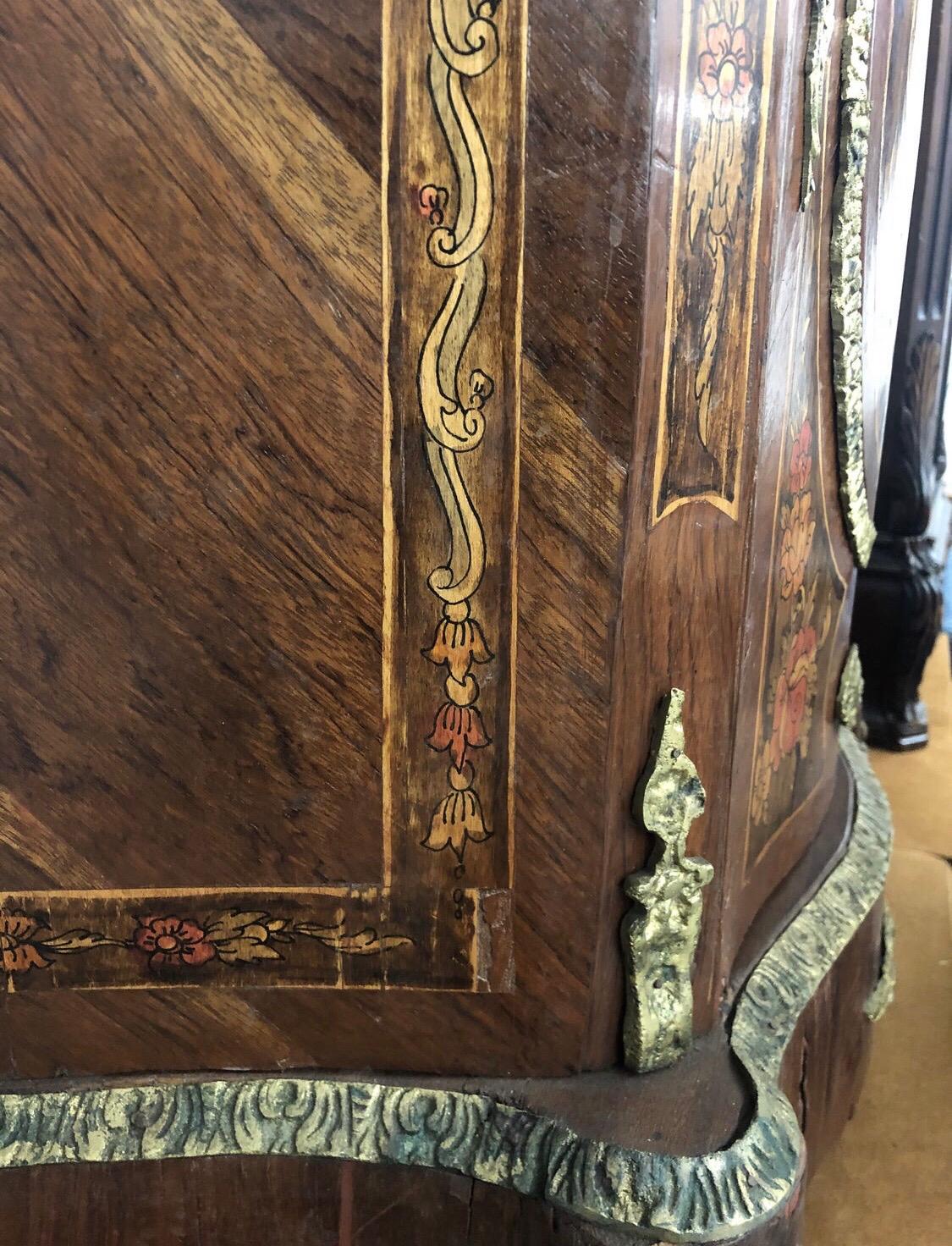 French Walnut Burl Veneer and Inlaid Height Cabinet In Good Condition In Seattle, WA