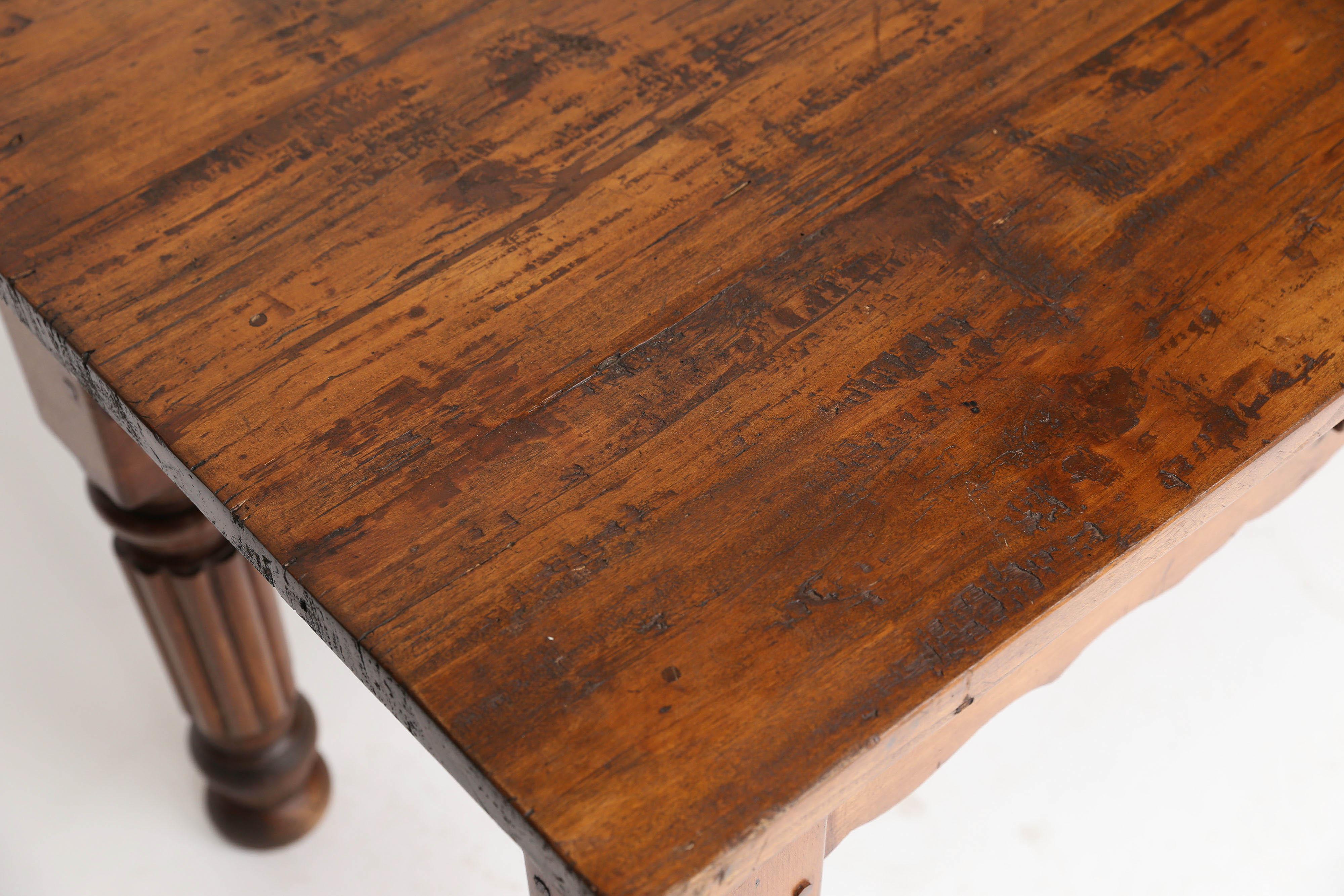 Hand-Crafted French Walnut Butcher Table, circa 1880