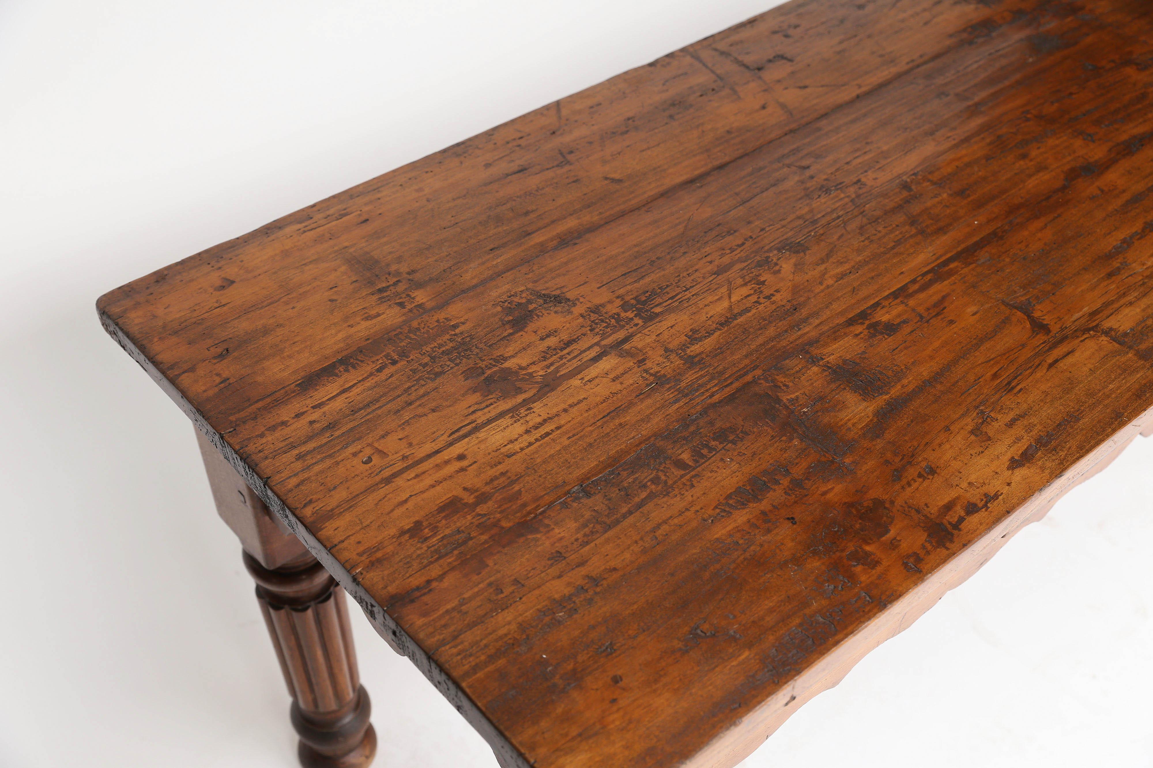 French Walnut Butcher Table, circa 1880 In Good Condition In Houston, TX